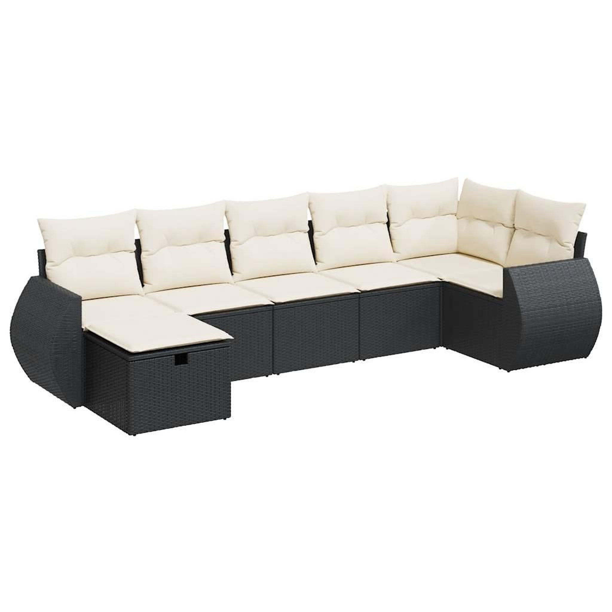 Voir la diapositive 2 : VIDAXL Salon de jardin 7 pcs avec coussins noir resine tressee