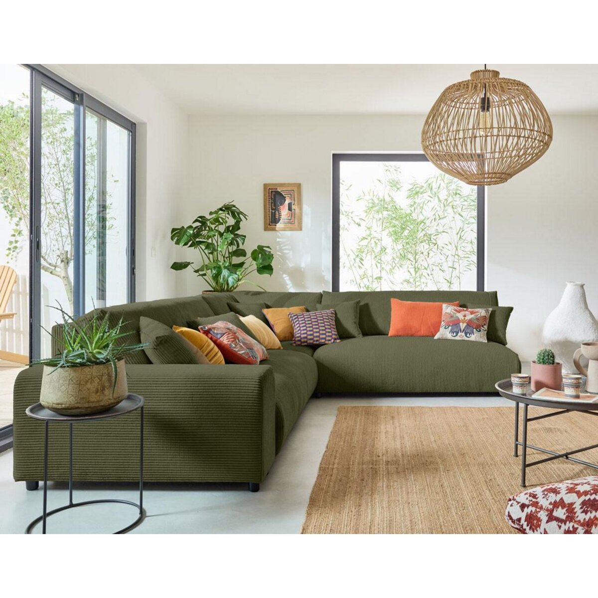 LISA DESIGN Garance - canapé modulable d'angle droit - 6 places - en velours côtelé