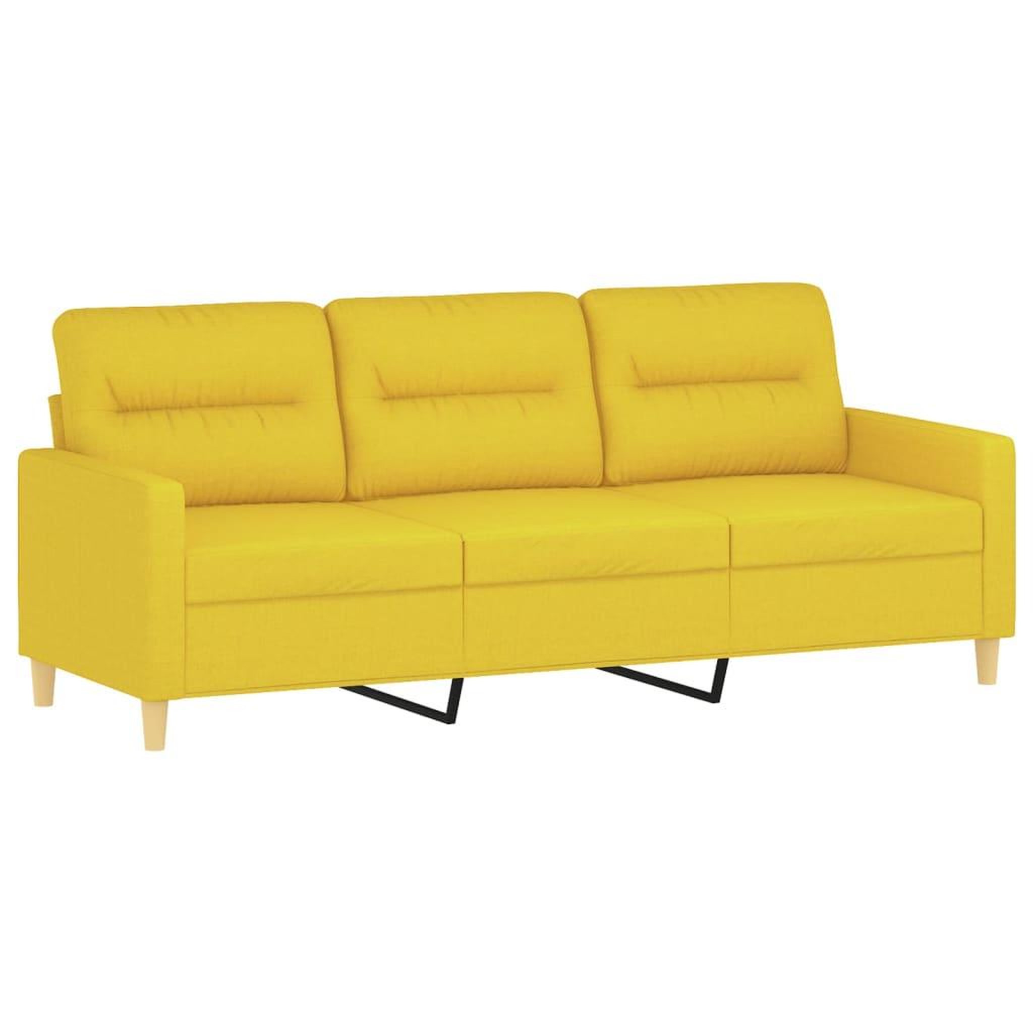Voir la diapositive 2 : VIDAXL Canape a 3 places Jaune clair 180 cm Tissu