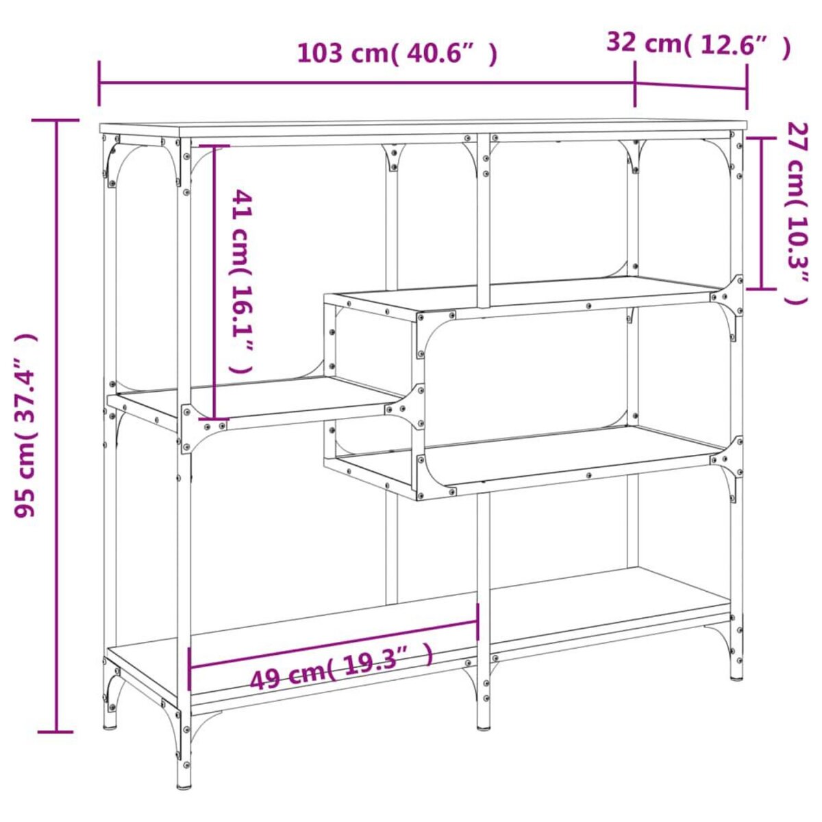 VIDAXL Table console chene fume 103x32x95 cm bois d'ingenierie