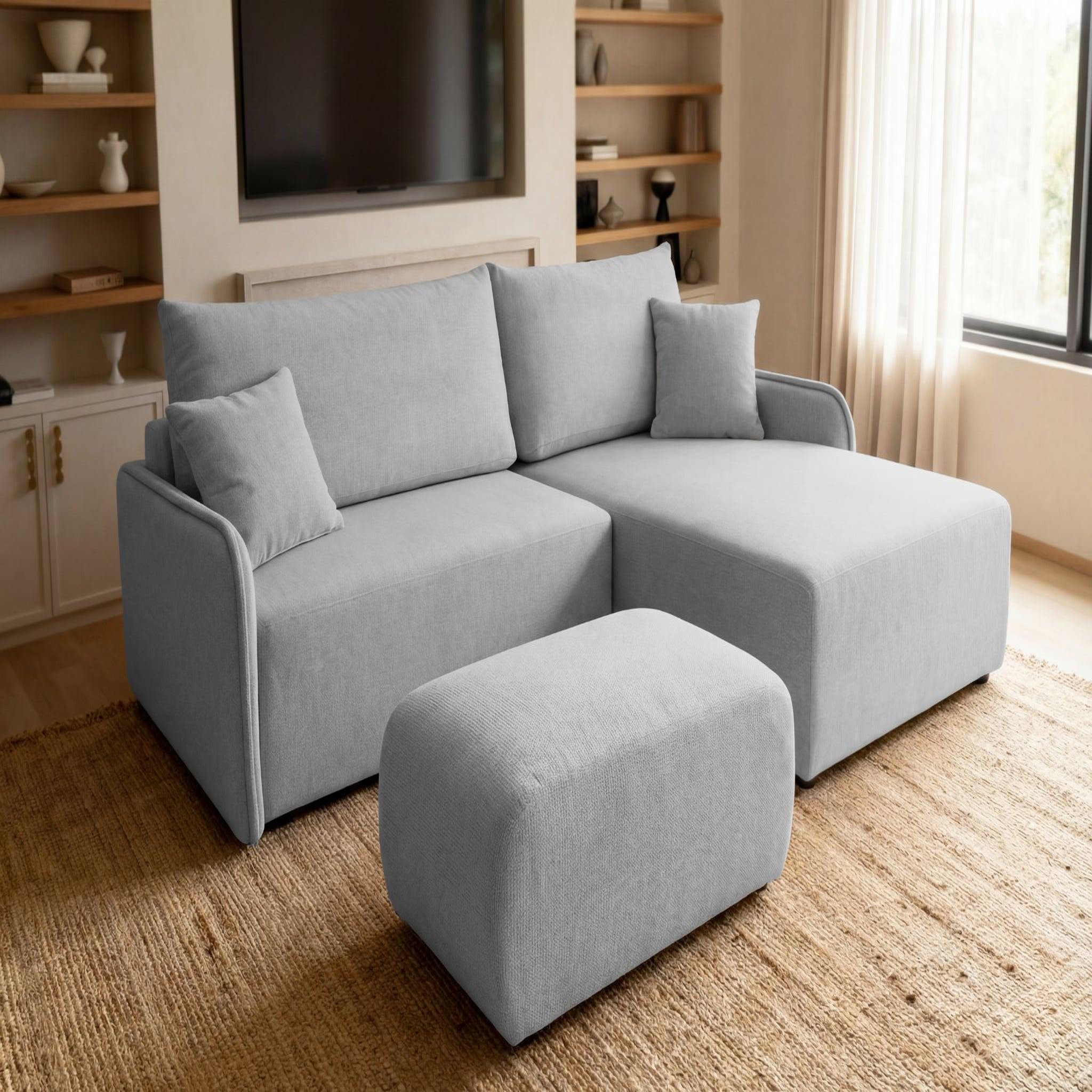 Voir la diapositive 4 : CASANOVA PARIS Sacha - pouf en tissu chiné 105x57x40