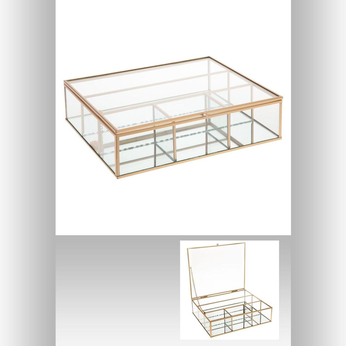 ATMOSPHERA Boite à bijoux vitré à 4 compartiments - Dorée