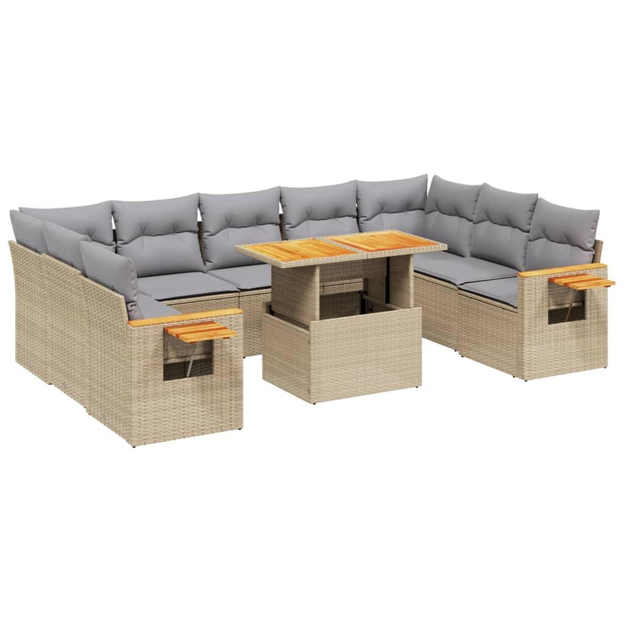 Voir la diapositive 2 : VIDAXL Salon de jardin avec coussins 10 pcs beige resine tressee