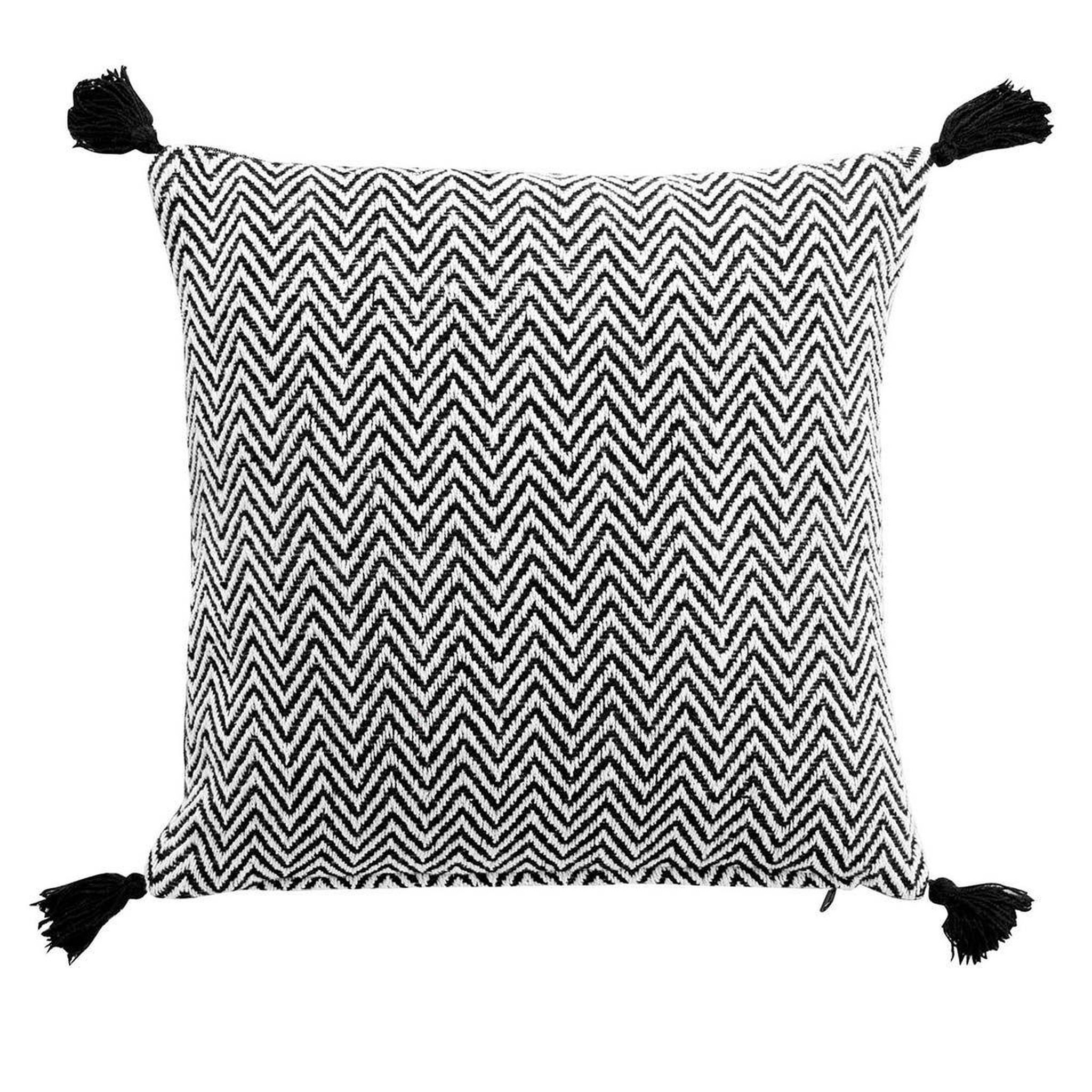 Douceur d'Intérieur Coussin déco à pompons  basile  40x40cm noir