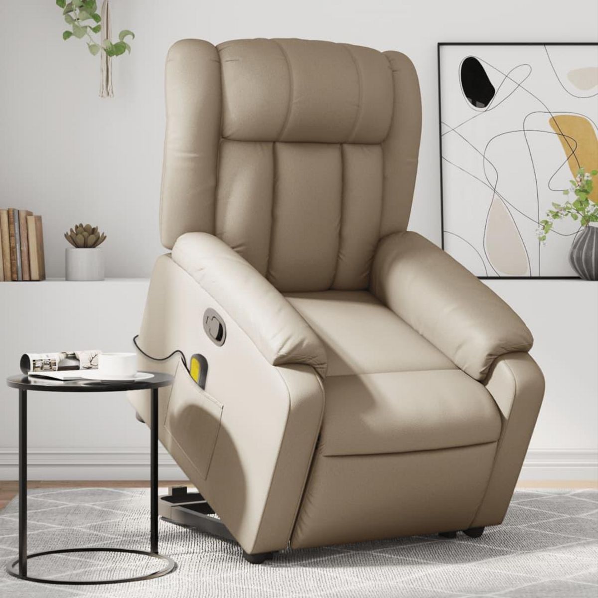VIDAXL Fauteuil inclinable de massage Cappuccino Similicuir