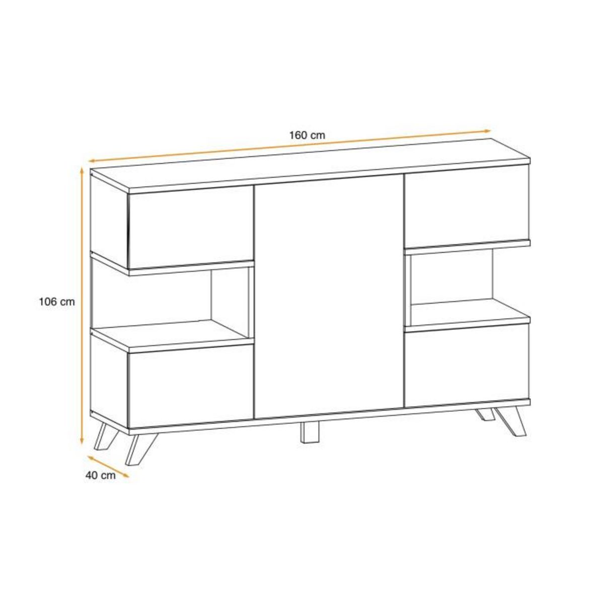Paris Prix Buffet 3 Portes Design  Bogota  160cm Gris & Naturel