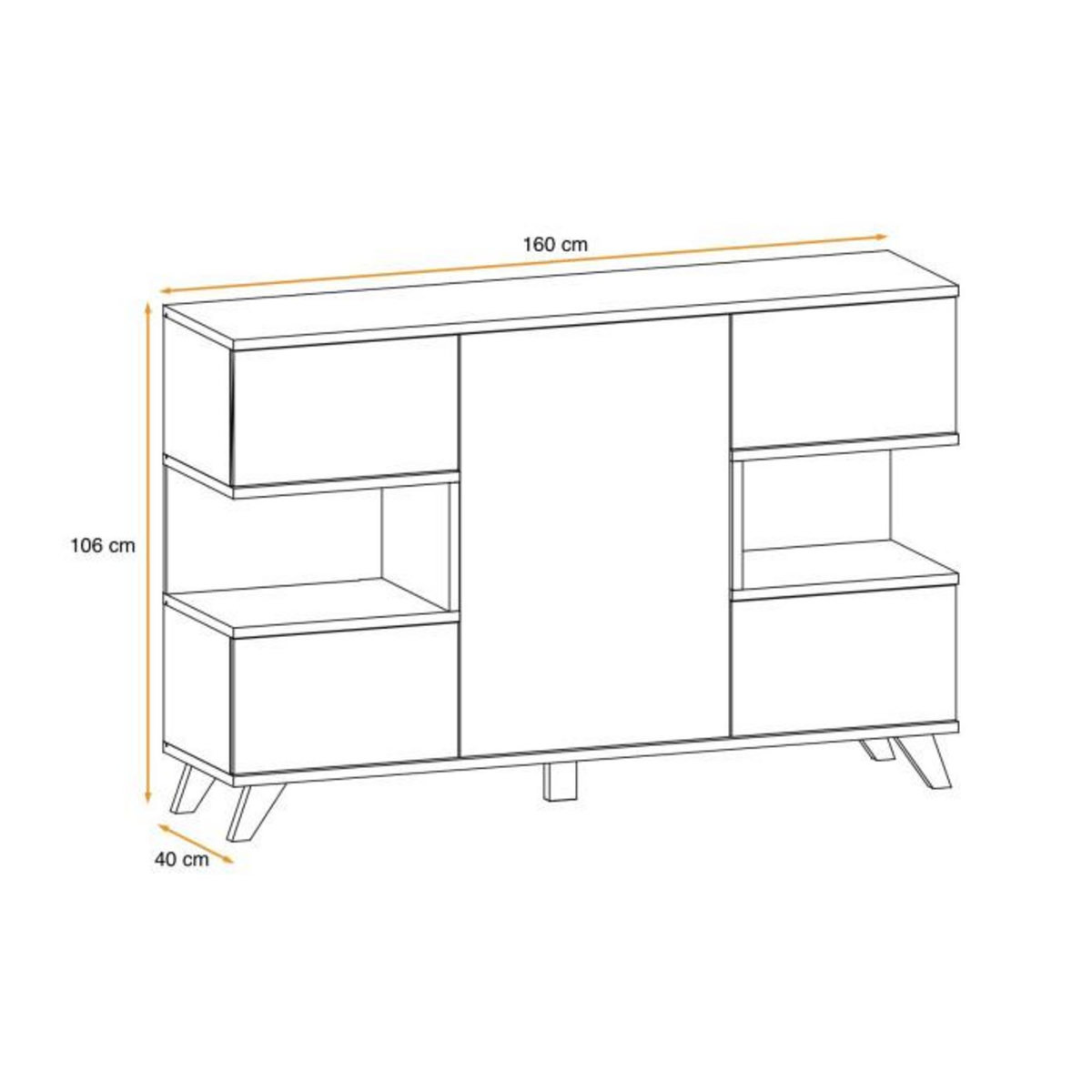 Paris Prix Buffet 3 Portes Design  Bogota  160cm Gris & Naturel