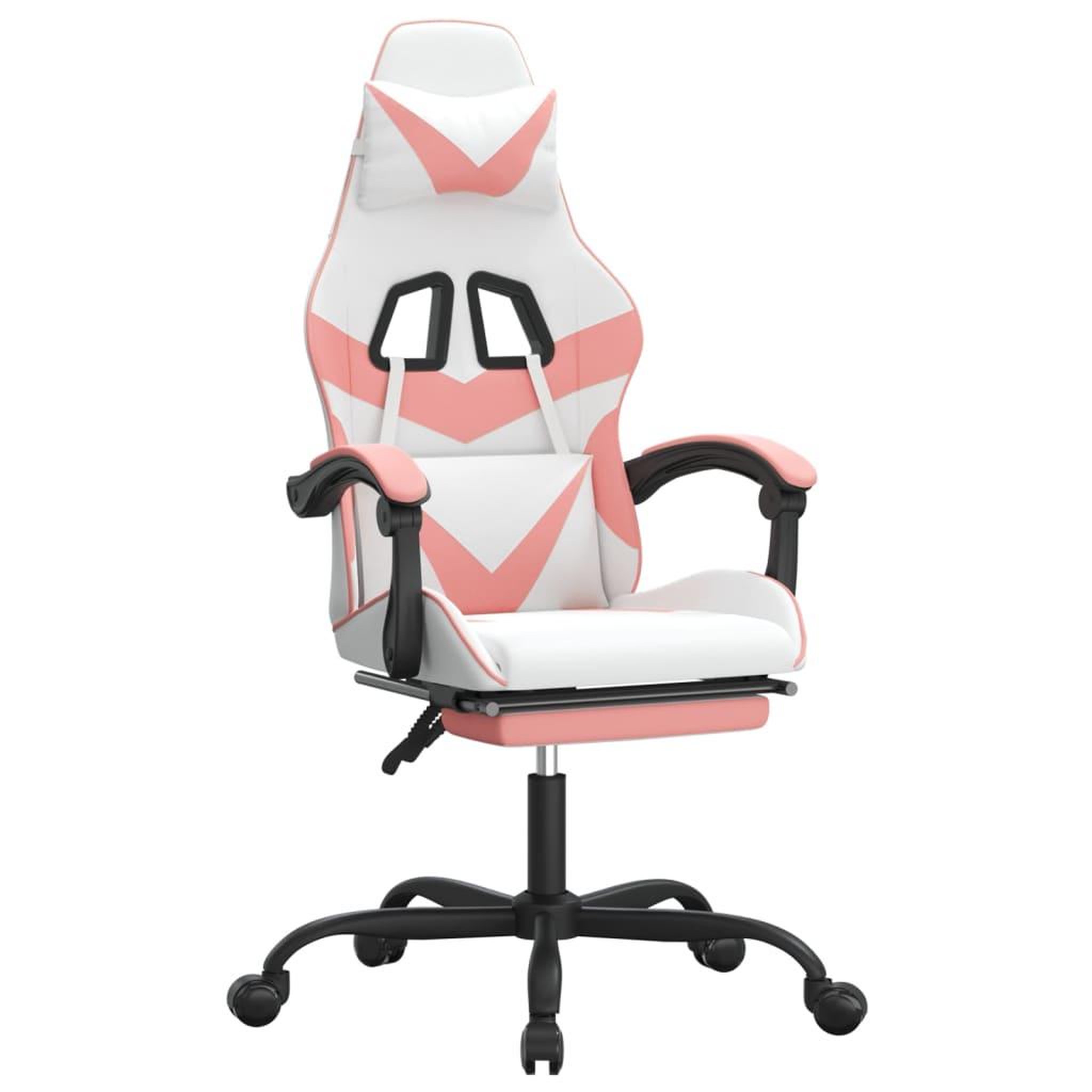 Voir la diapositive 2 : VIDAXL Chaise de jeu pivotante et repose-pied Blanc et rose Similicuir