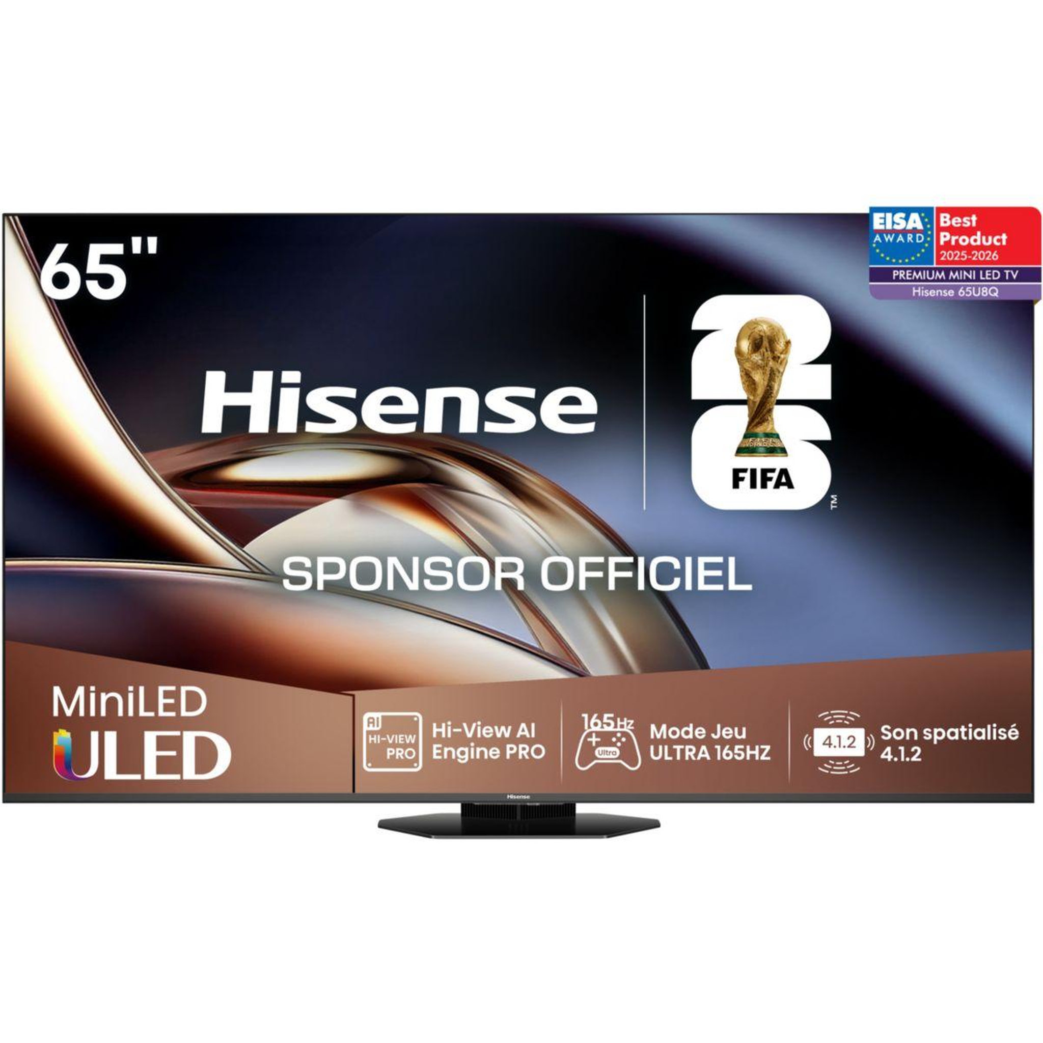Hisense Tv mini led 65u8q (2025) 65  (164 cm) 4k - expérience gaming, 165hz, anti-reflet