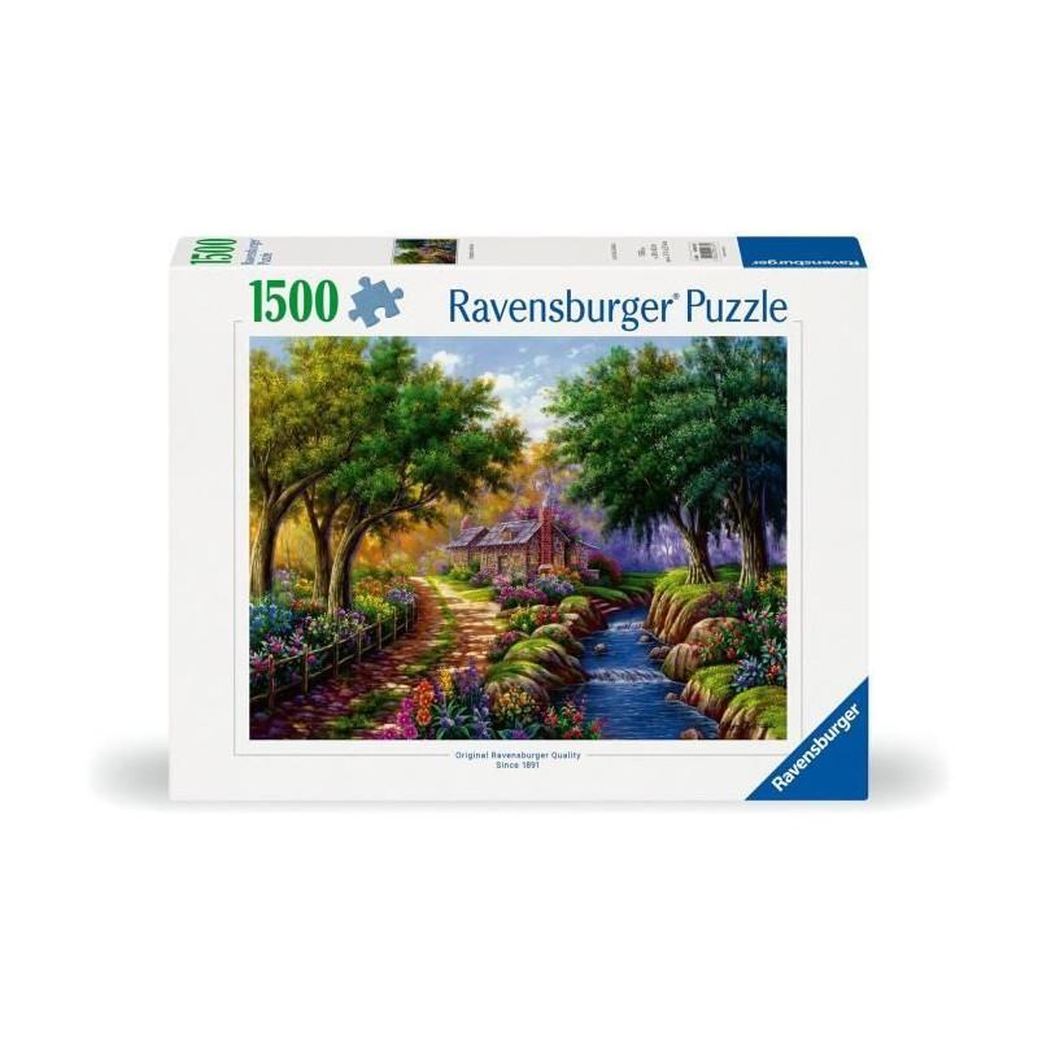 Voir la diapositive 2 : RAVENSBURGER Puzzle 1500 pièces – Cottage au bord de la rivière – 80 x 60 cm – Ravensburger – Qualité supérieure – Dès 14 ans