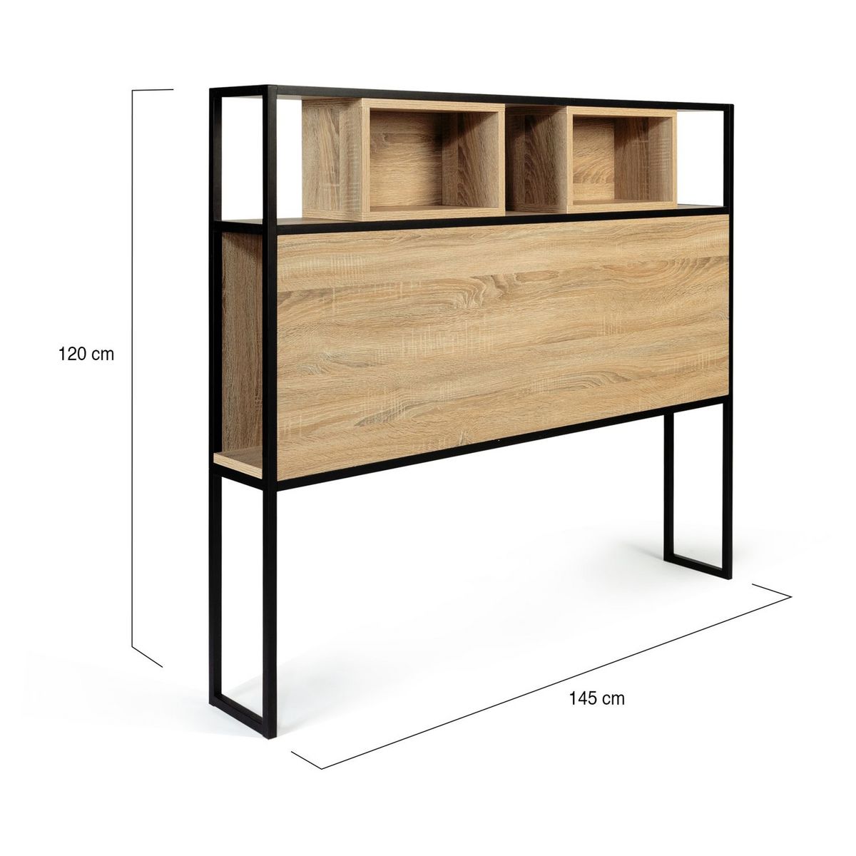 Tête de lit avec niches de rangements esprit industriel pour lits 140 HOUSTON