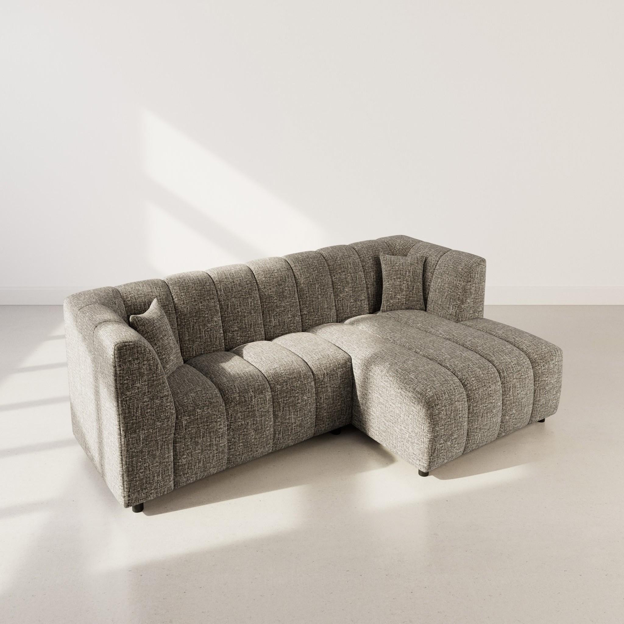 Voir la diapositive 3 : LISA DESIGN Curtis - canapé d'angle droit 4 places avec accoudoir en tissu texturé