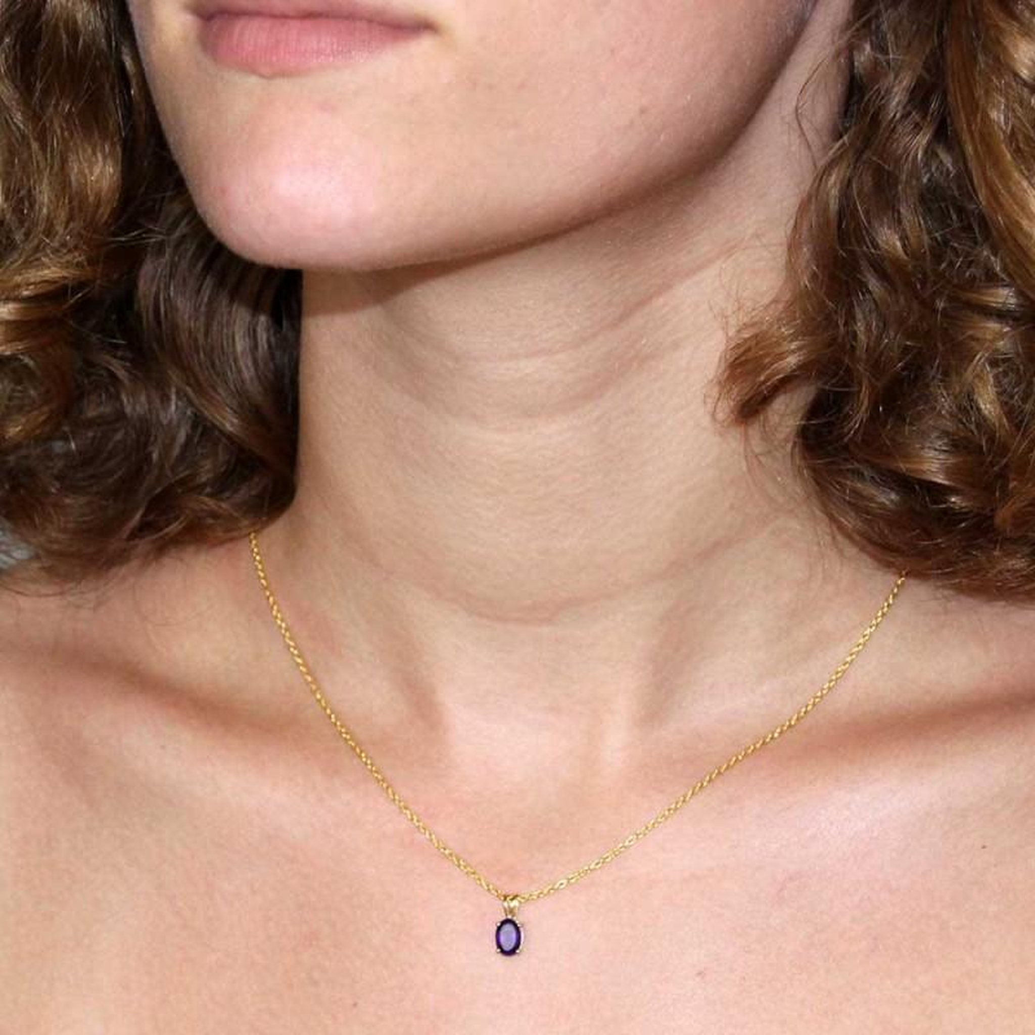 Voir la diapositive 4 : L'ATELIER D'AZUR Collier - Pendentif Or Jaune Améthyste Ovale - Femme