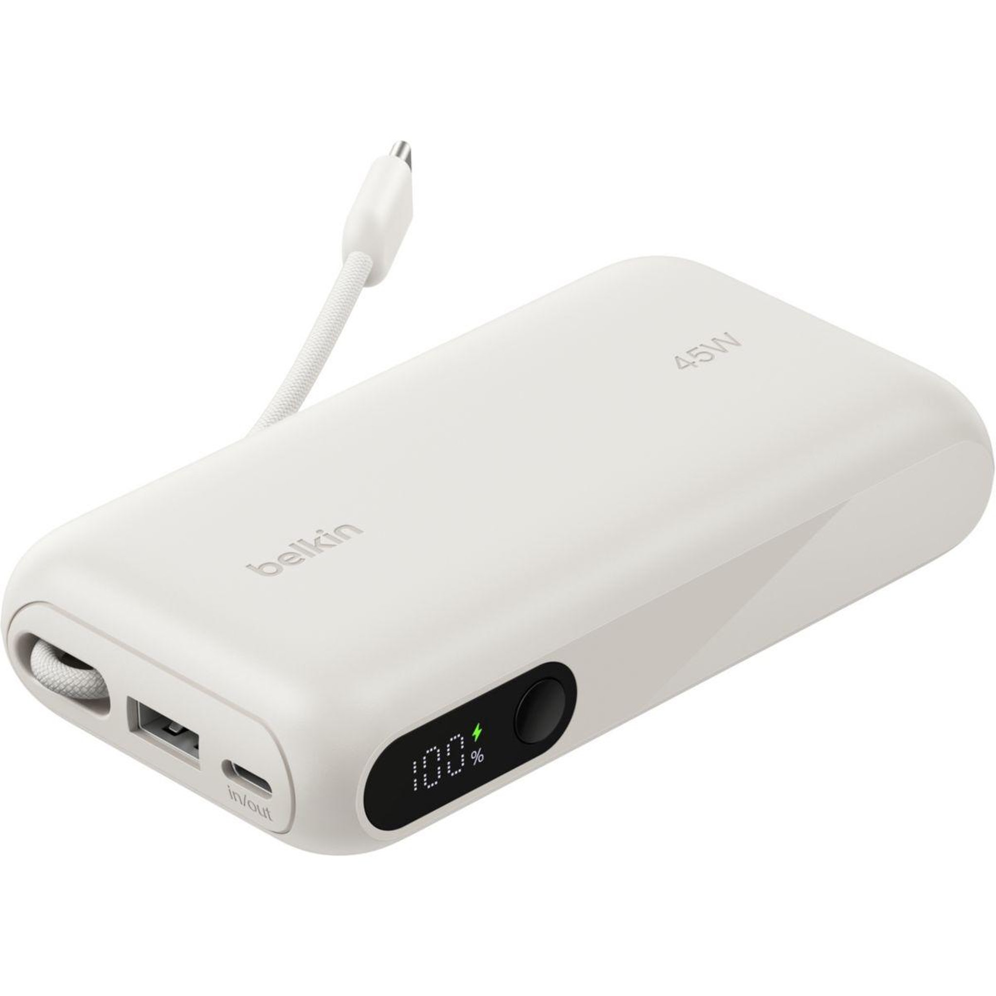 Belkin Batterie externe 10k 45w avec cable intégré sable