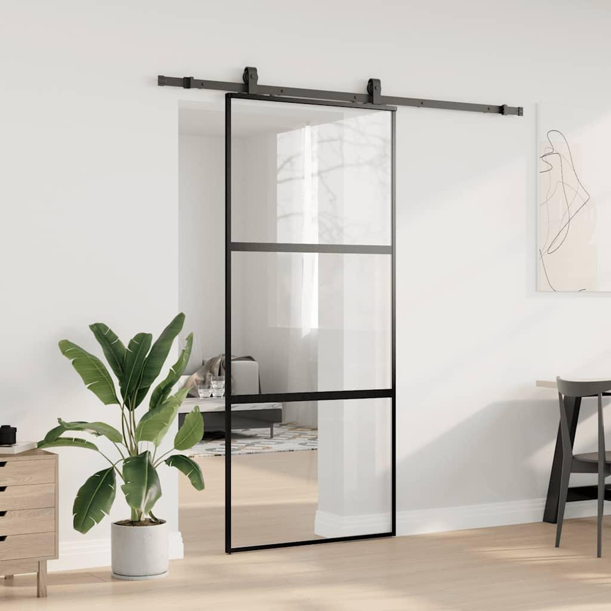 Voir la diapositive 3 : VIDAXL Porte coulissante avec kit de quincaillerie noir 90x205 cm