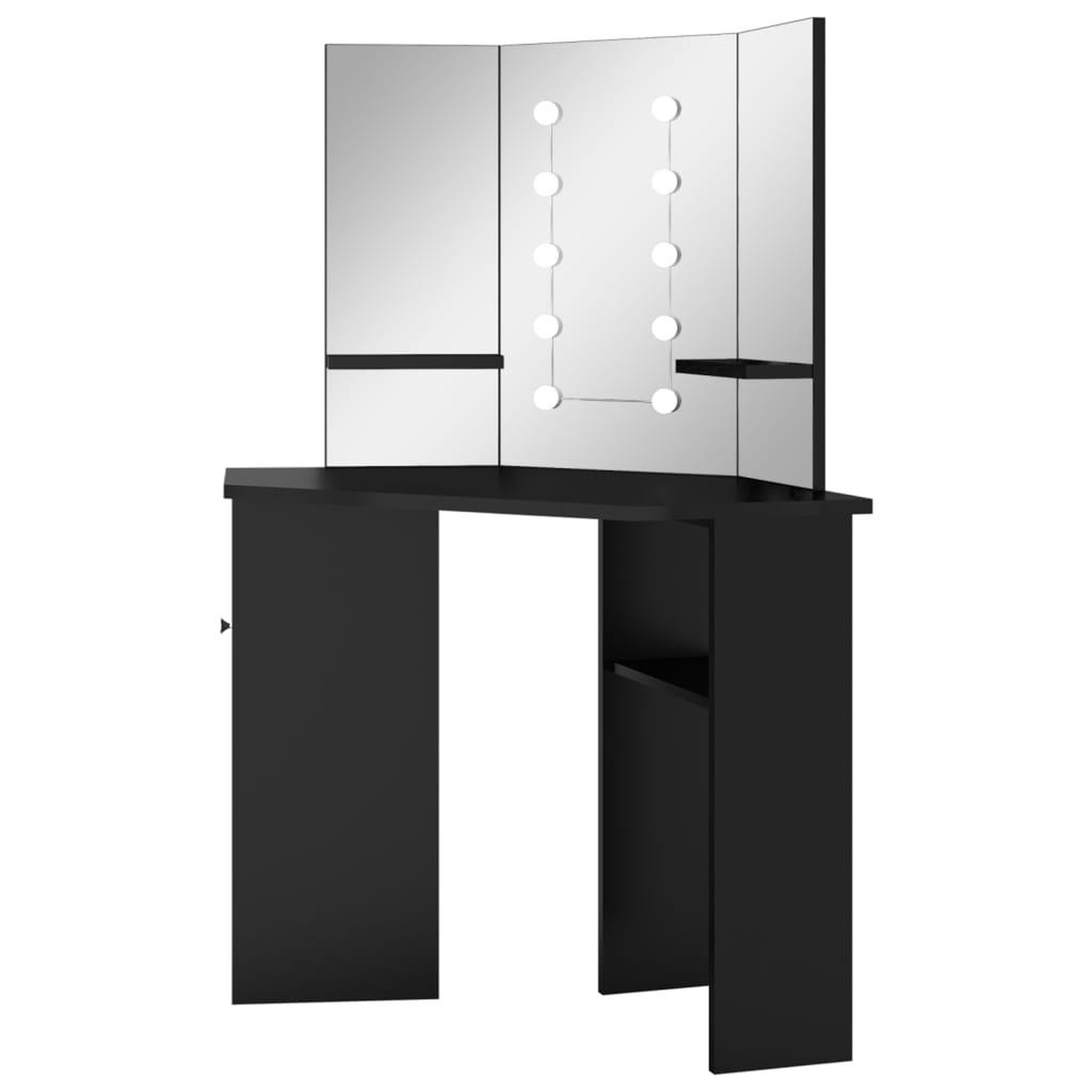 Voir la diapositive 4 : VIDAXL Coiffeuse d'angle avec LED Noir 111x54x141,5 cm