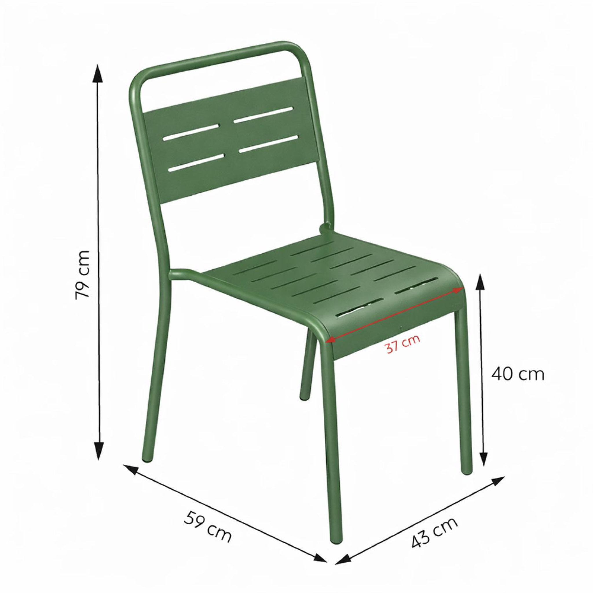 Voir la diapositive 4 : CONCEPT USINE Ensemble table de jardin 120 cm et 4 chaises vert bergame