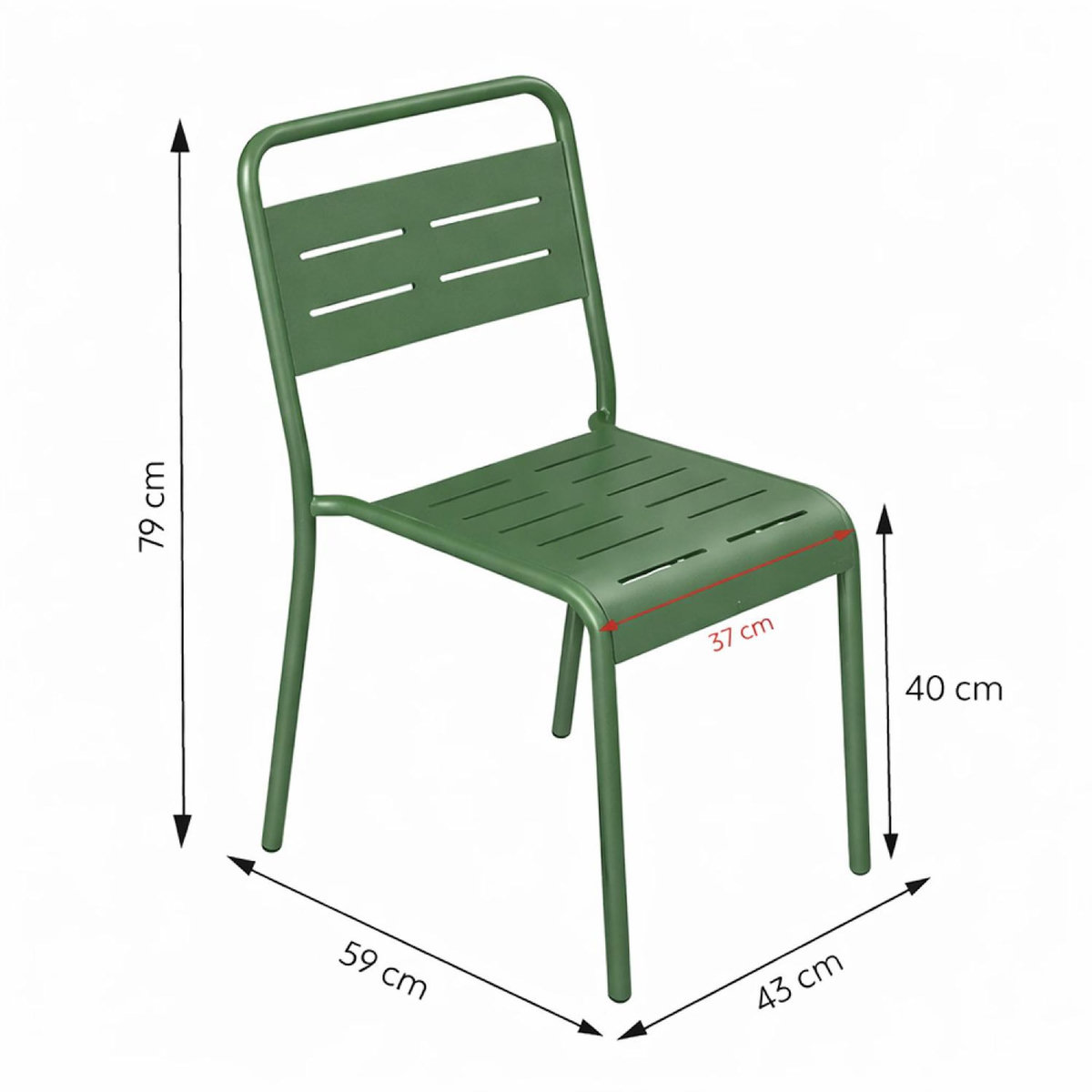 CONCEPT USINE Ensemble table de jardin 120 cm et 4 chaises vert BERGAME