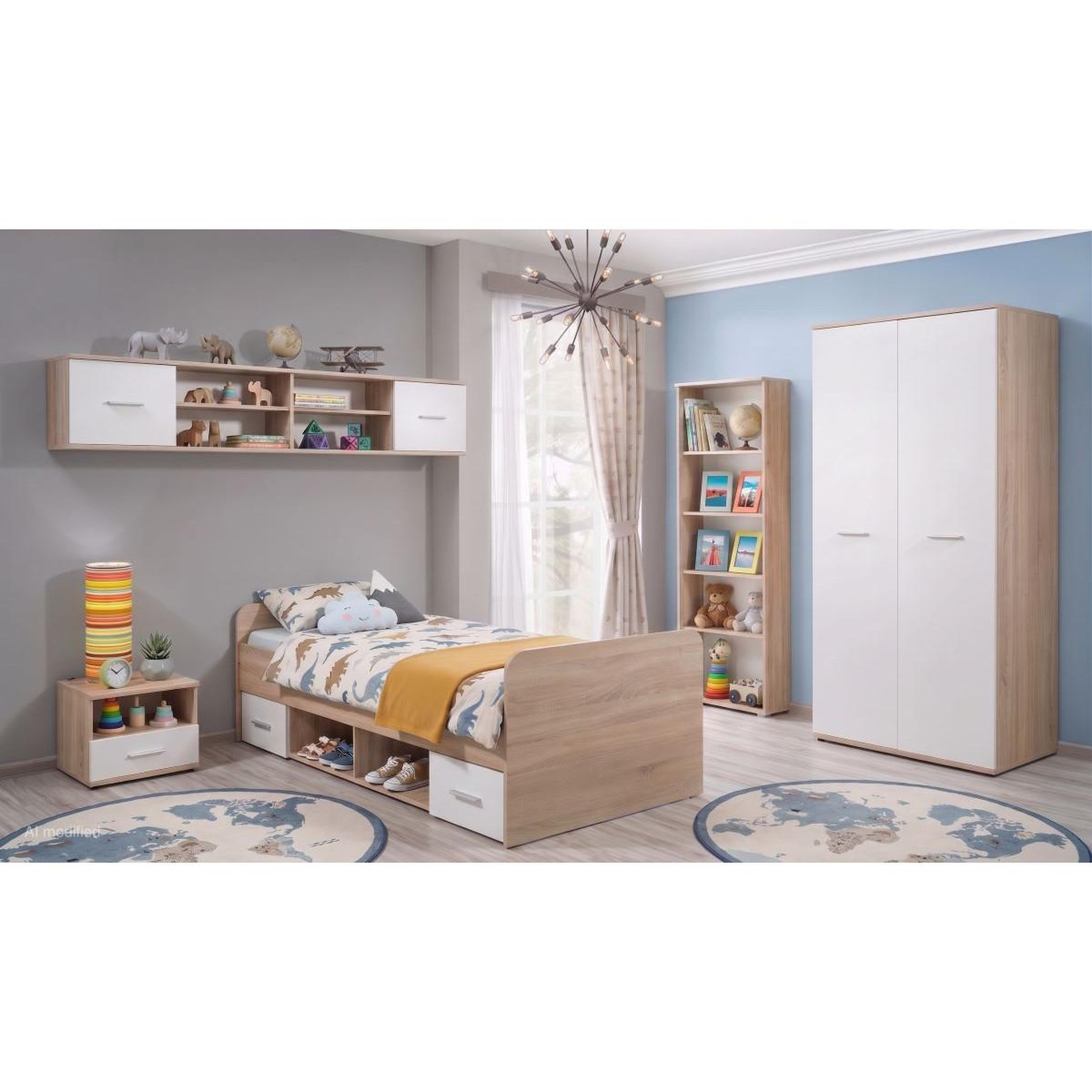 Voir la diapositive 6 : Paris Prix Armoire 2 portes  dino  191cm blanc & chêne