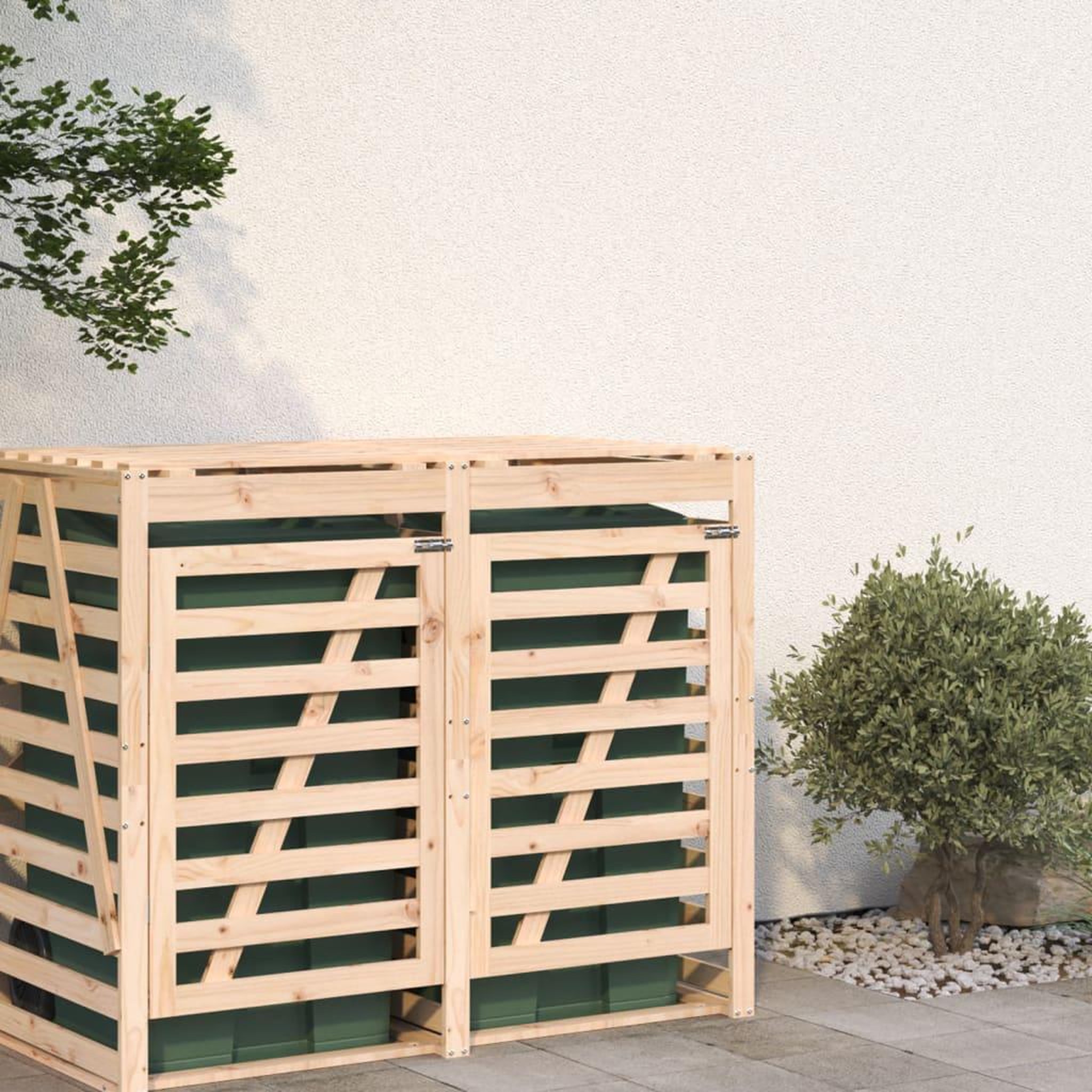 Voir la diapositive 3 : VIDAXL Extension d'abri pour poubelle sur roulettes bois massif pin