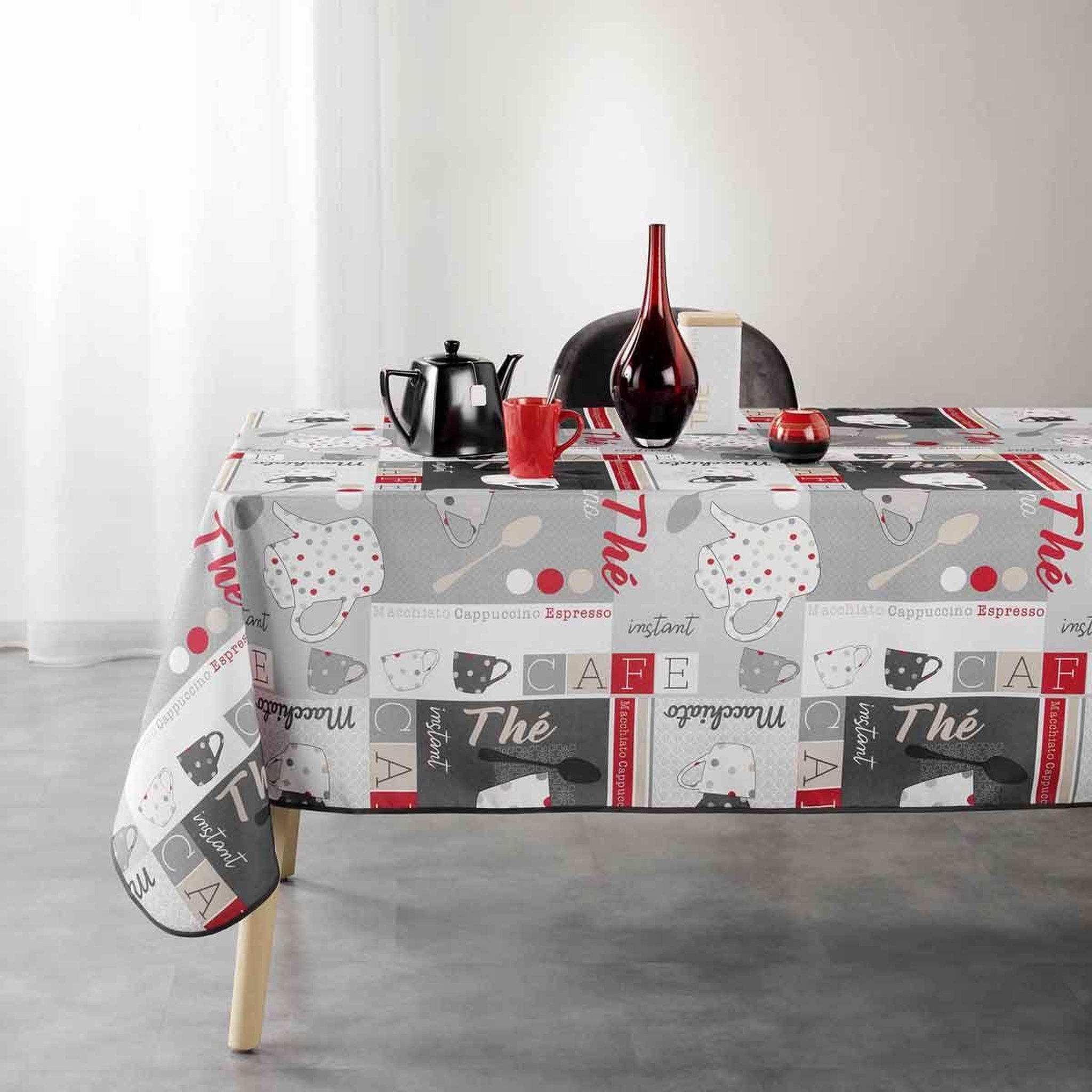 Voir la diapositive 3 : Douceur d'Intérieur Nappe imprimée  déjeuner  150x240cm gris