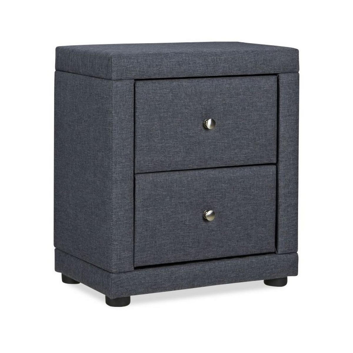 HomeStyle4U Table de chevet chambre 2 tiroirs gris