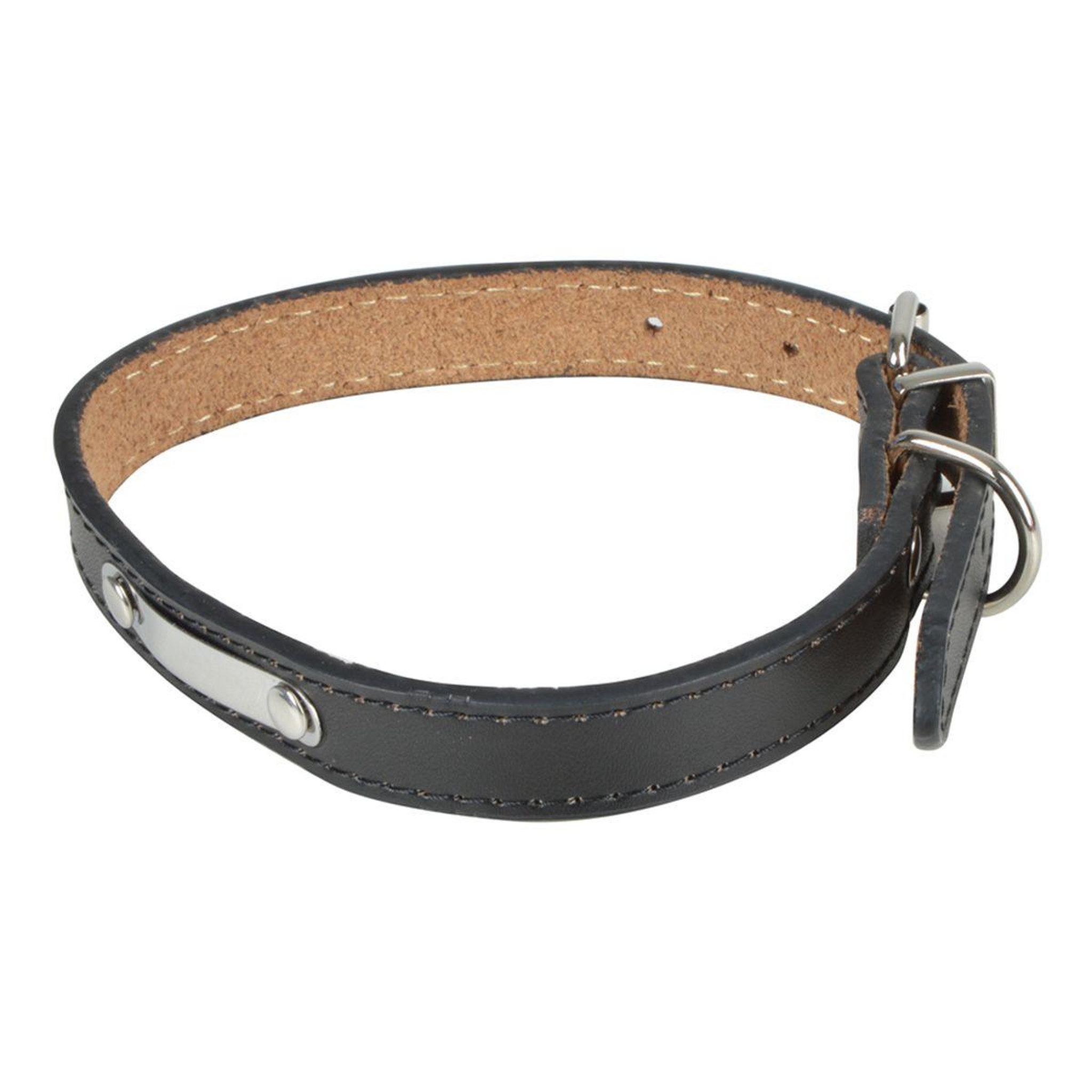 Voir la diapositive 1 : LOVE STORY Collier pour chien en cuir  plaque  50cm noir