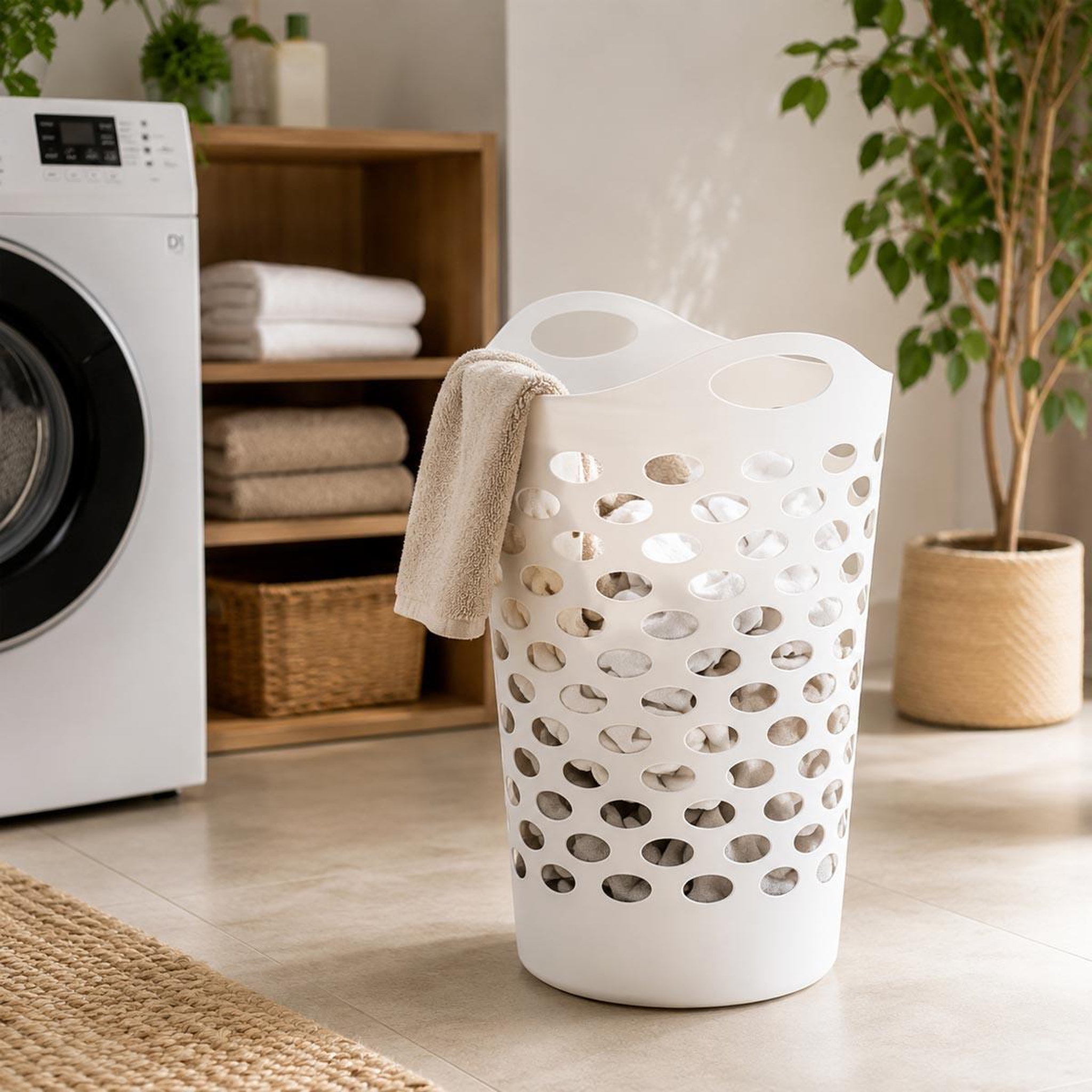 Voir la diapositive 3 : FIVE Panier à linge  flex  60l blanc