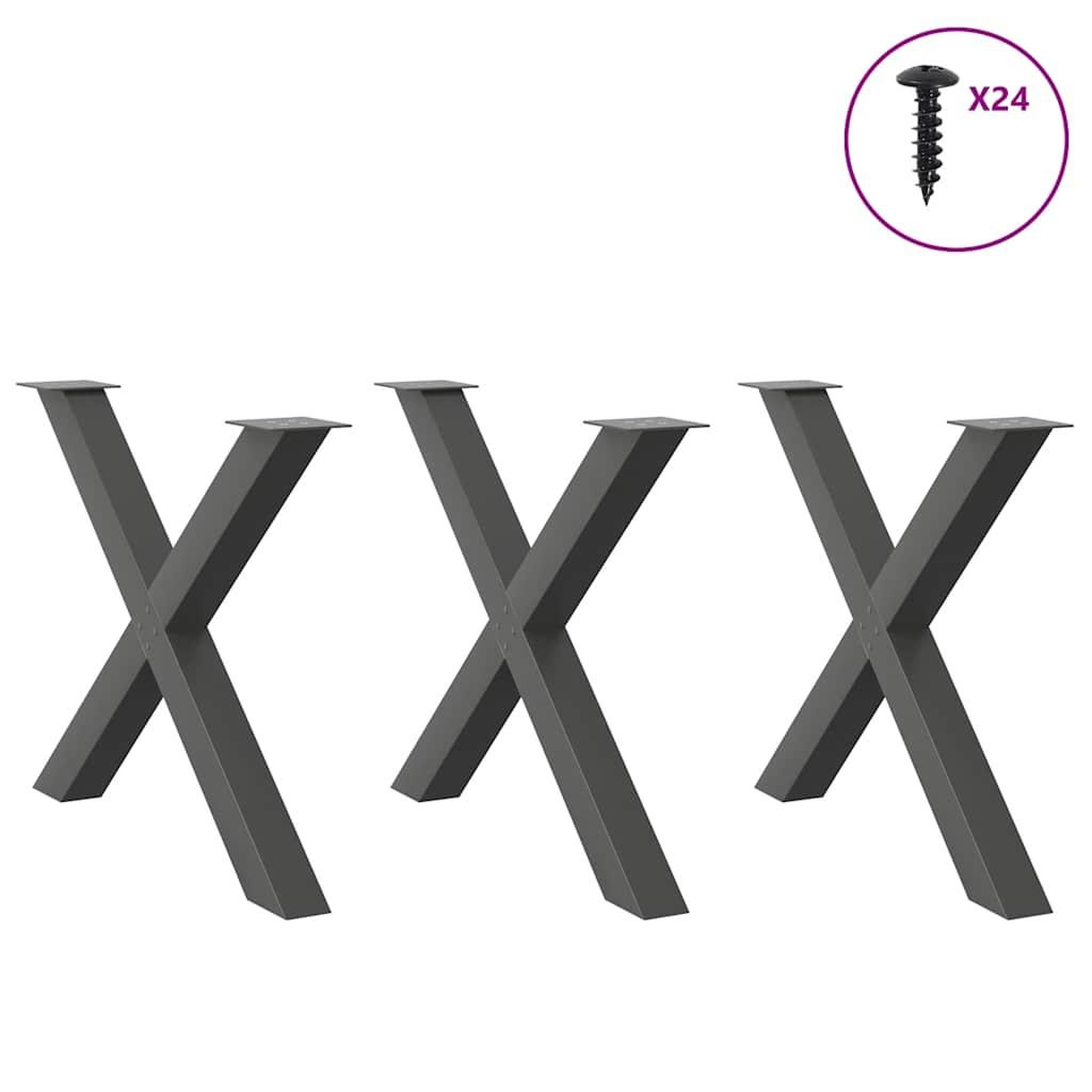 Voir la diapositive 3 : VIDAXL Pieds de table a manger forme de X 3 pcs 90x(72-73) cm acier