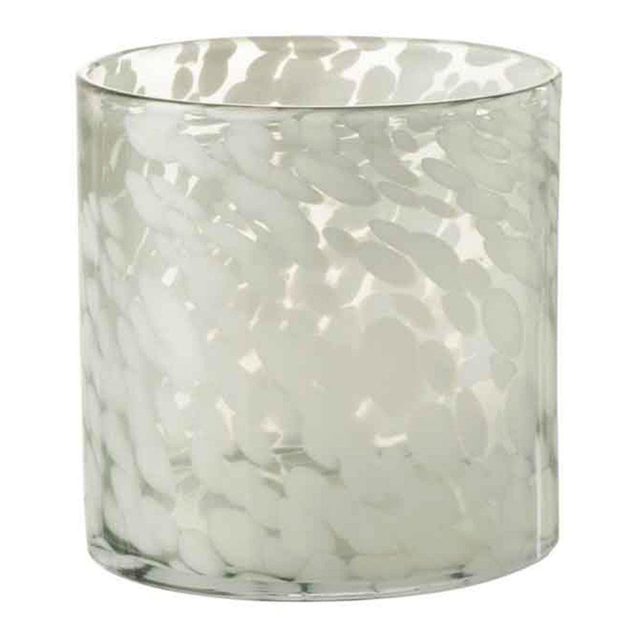 J-LINE Photophore en verre  tâche  18cm gris & blanc