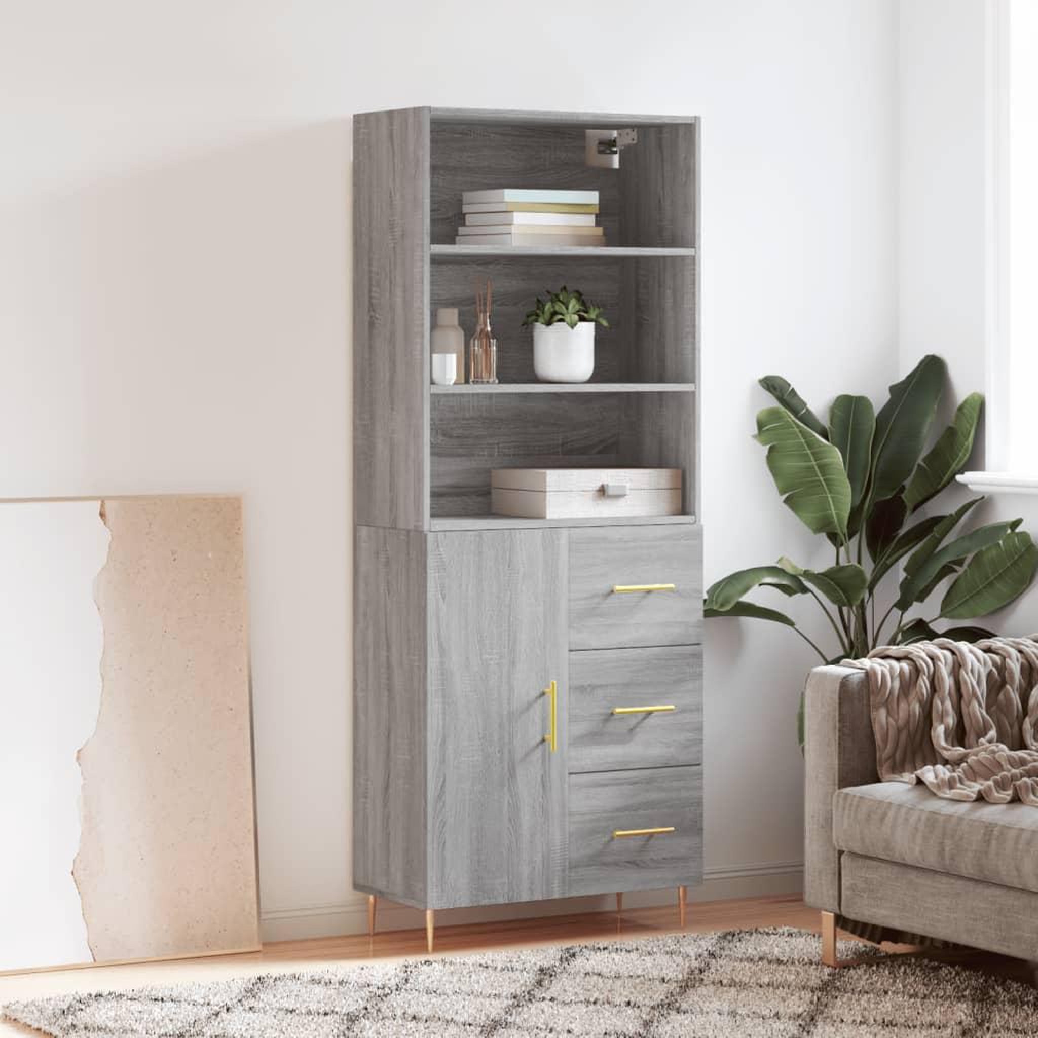 VIDAXL Buffet haut Sonoma gris 69,5x34x180 cm Bois d'ingenierie