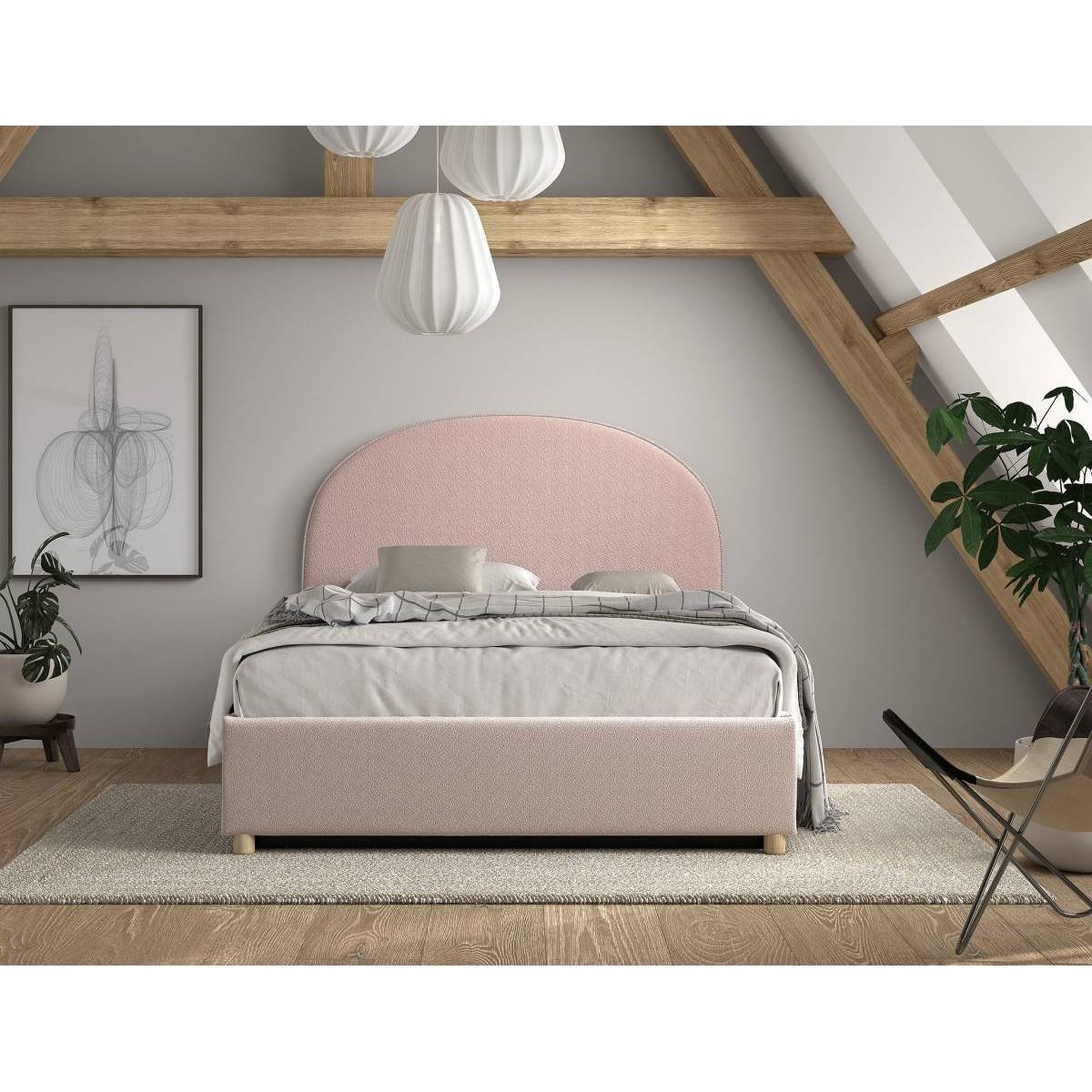 Voir la diapositive 5 : Paris Prix Lit coffre adulte  moon  140x200cm rose