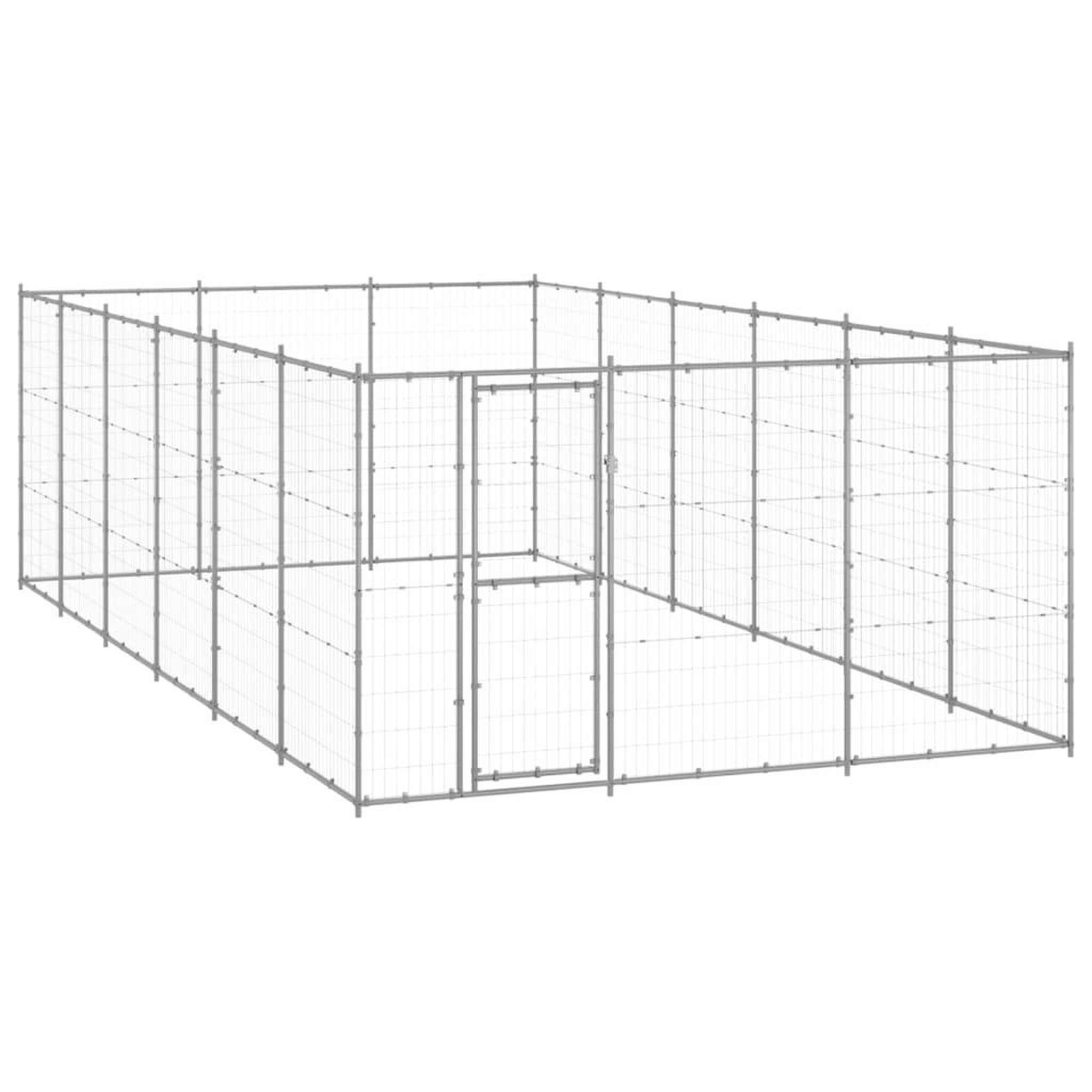 VIDAXL Chenil exterieur Acier galvanise 21,78 m²