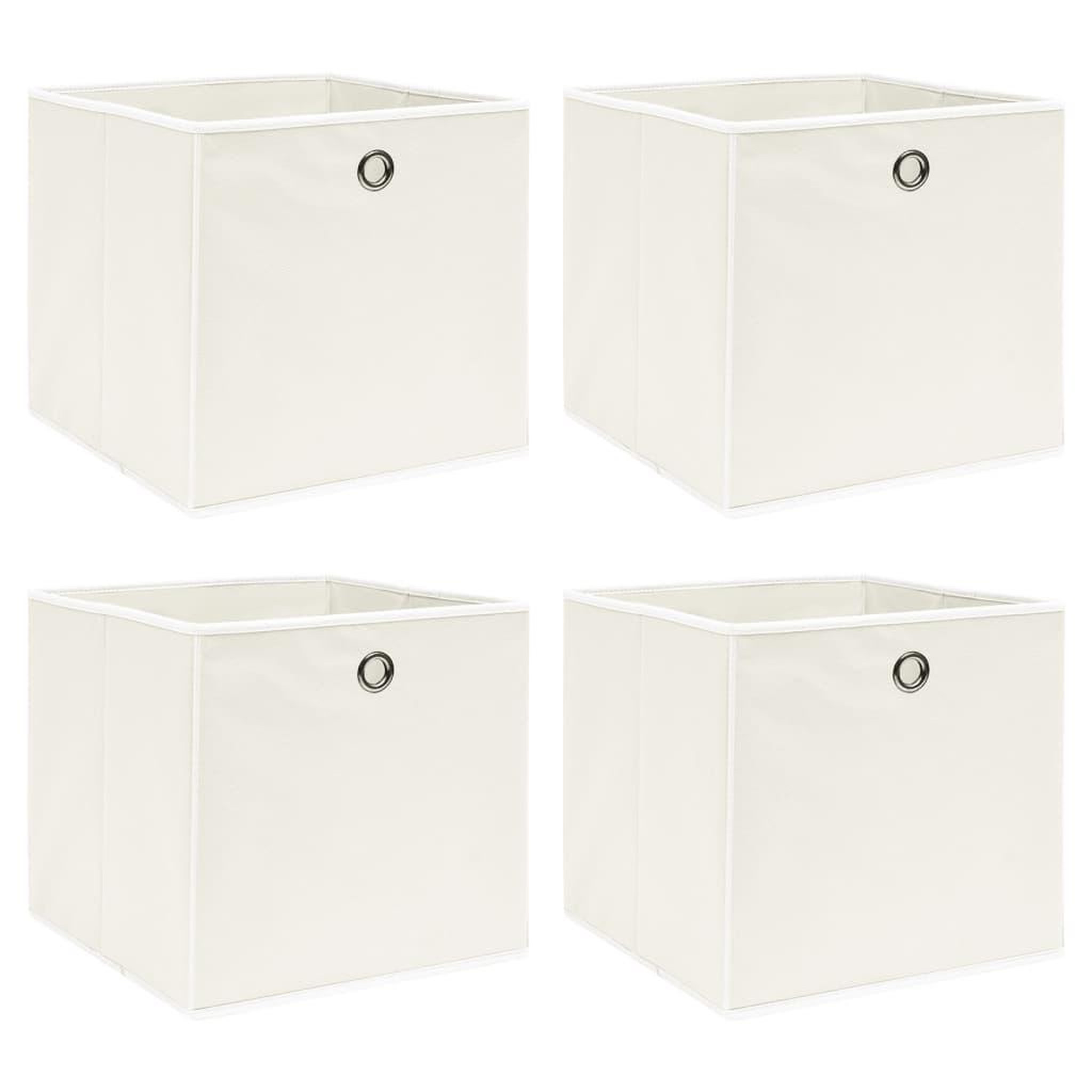 Voir la diapositive 1 : VIDAXL Boîtes de rangement 4 pcs Blanc 32x32x32 cm Tissu