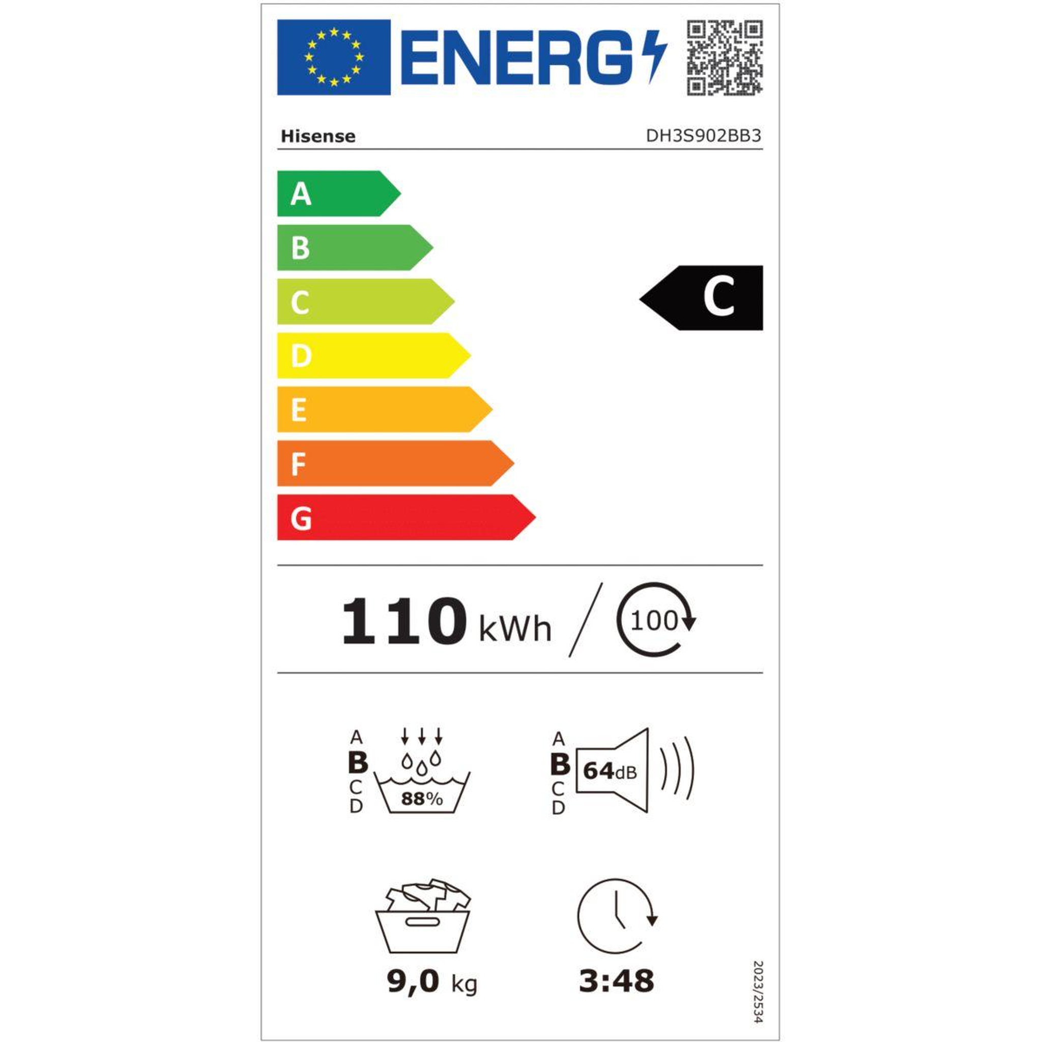 Voir la diapositive 6 : Hisense Sèche linge pompe à chaleur DH3S902BB3