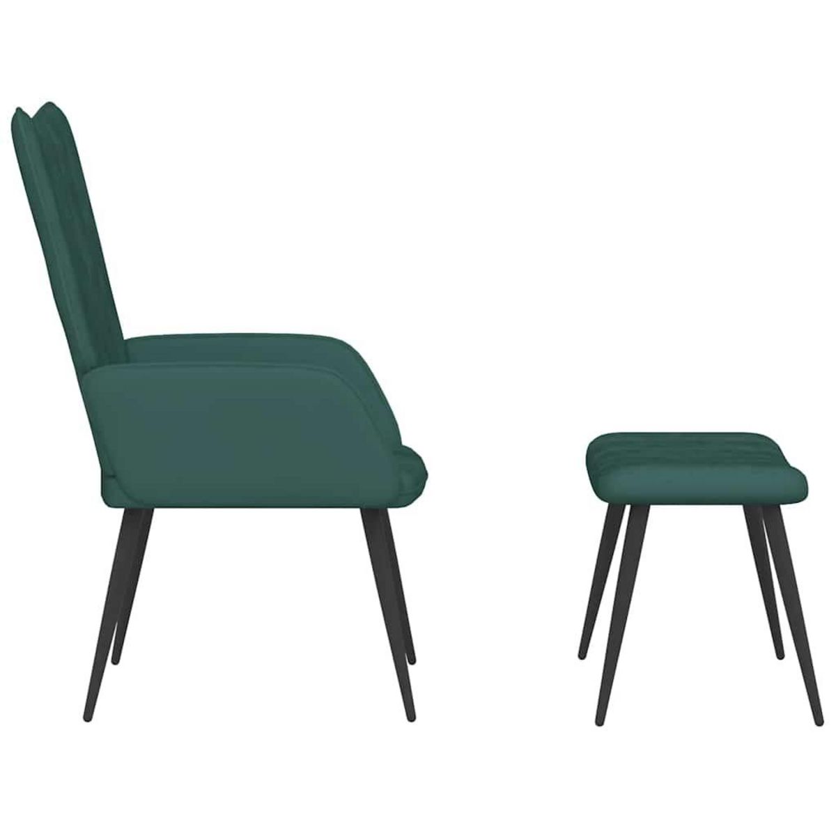 VIDAXL Chaise de relaxation avec tabouret Vert fonce Velours