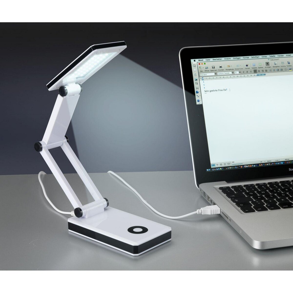 Wenko Lampe LED de bureau pliante Oka - H. 24 cm - Blanc