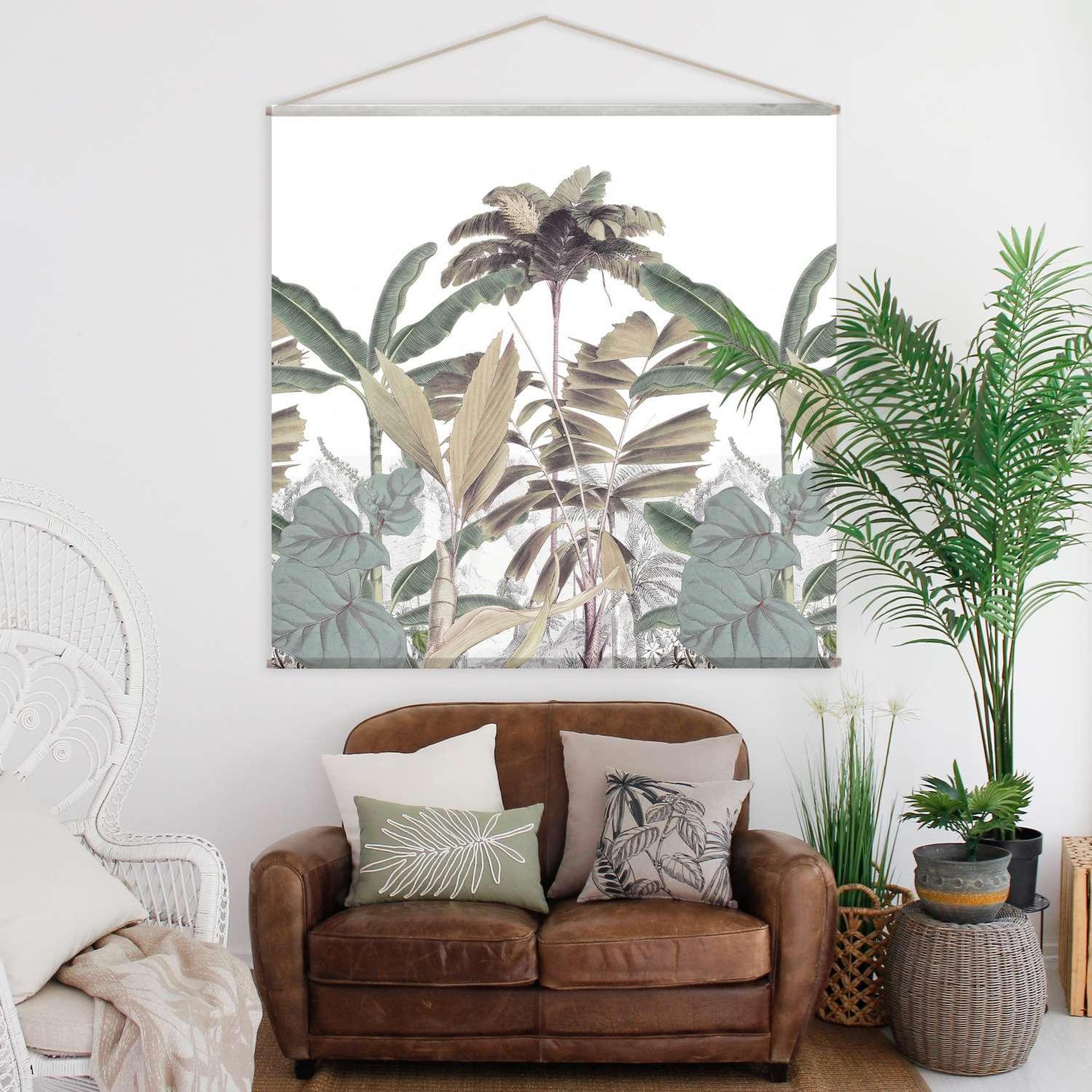 Voir la diapositive 2 : TOILINUX Toile murale imprimée jungle - 150 x 150 cm - multicolore