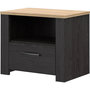 Voir la diapositive 6 : MARKET24 Chevet 1 tiroir et 1 niche - BOHOL - Chene / Blanc - L61,6 x P42 x H52 cm