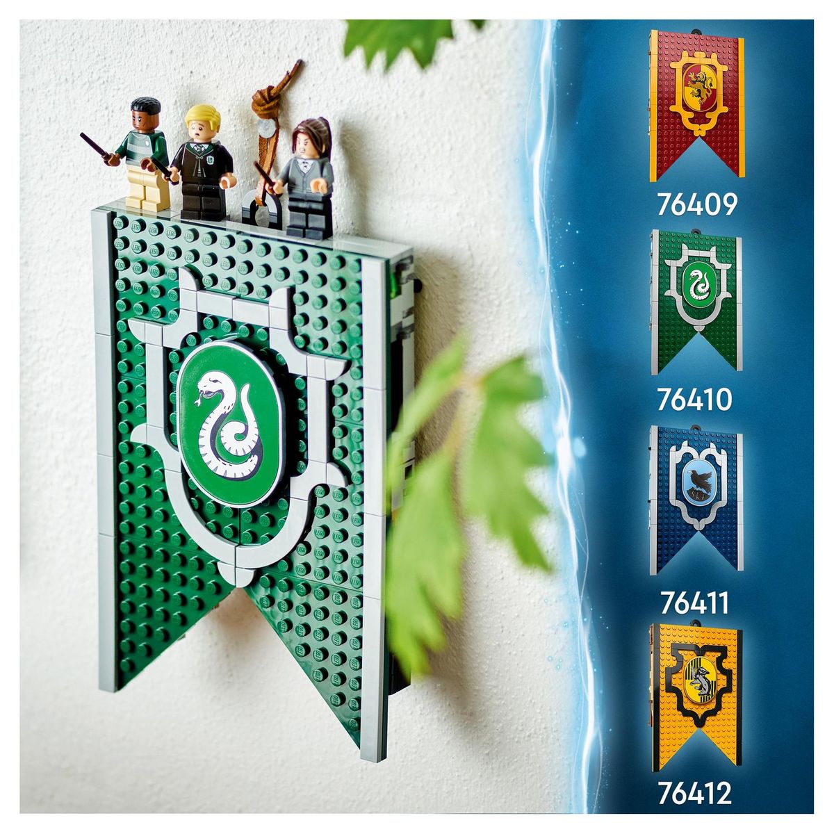 LEGO Harry Potter 76410 - Le blason de la maison Serpentard Jouet Château de Poudlard ou Décoration Murale à Collectionner avec Minifigurine de Draco Malfoy