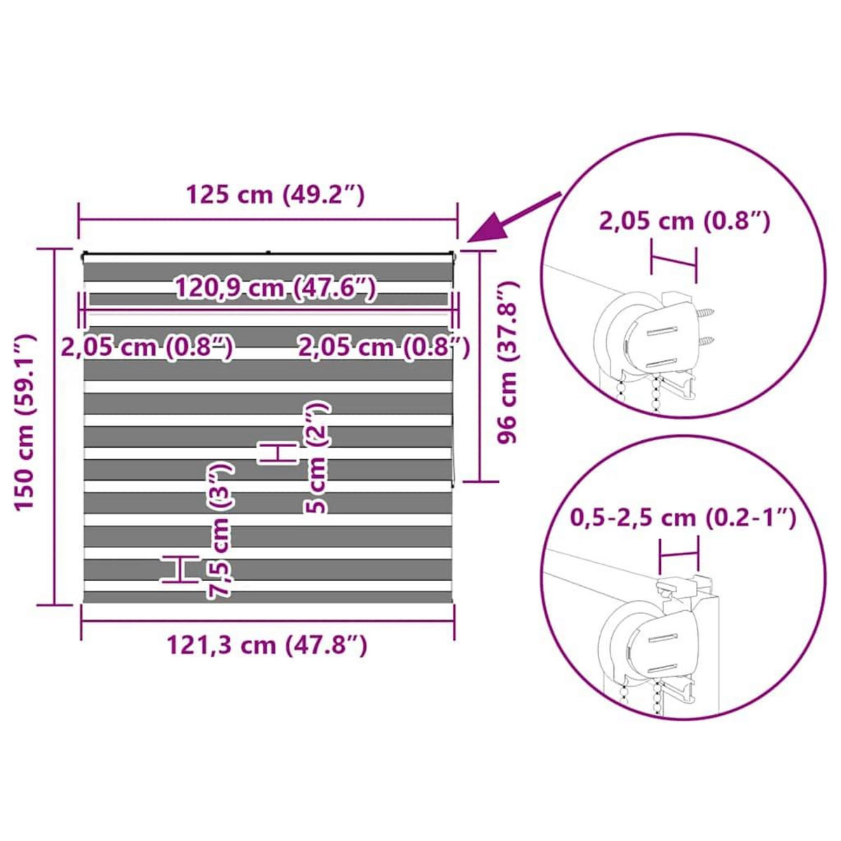 VIDAXL Store zebre beige marbre largeur du tissu 120,9 cm polyester