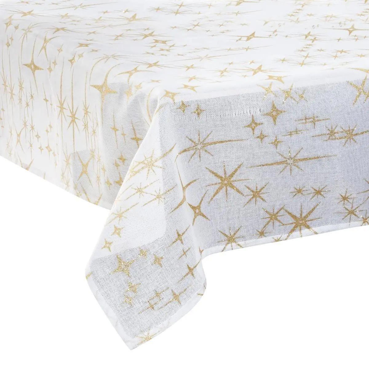 ATMOSPHERA Nappe Motif Étoiles  Colorama  140x240cm Blanc & Or