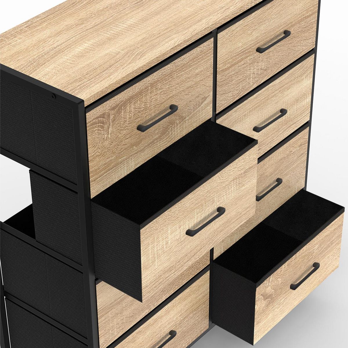 ID MARKET Commode 8 tiroirs en tissu UTAH 80 cm meuble de rangement design industriel