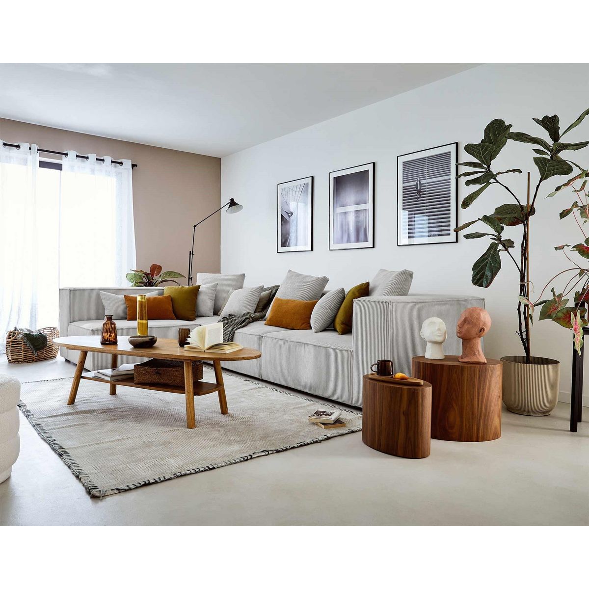 LISA DESIGN Colombine - canapé modulable d'angle gauche - 6 places - en velours côtelé