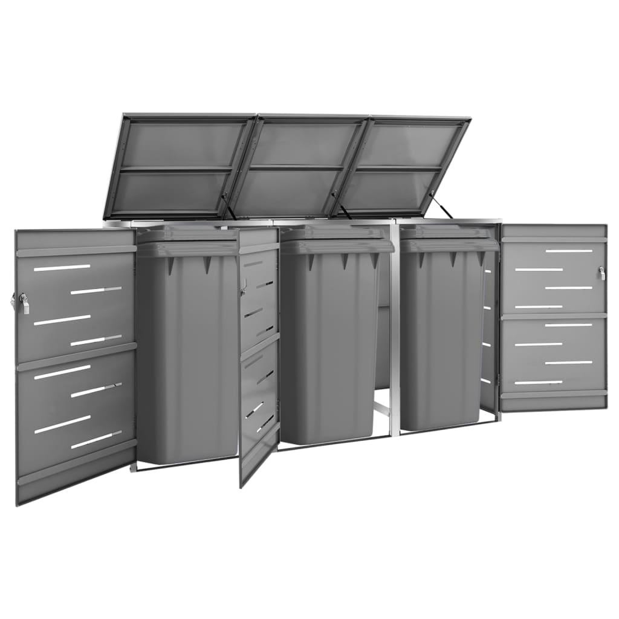 Voir la diapositive 1 : VIDAXL Abri pour trois poubelles 207x77,5x112,5 cm Inox