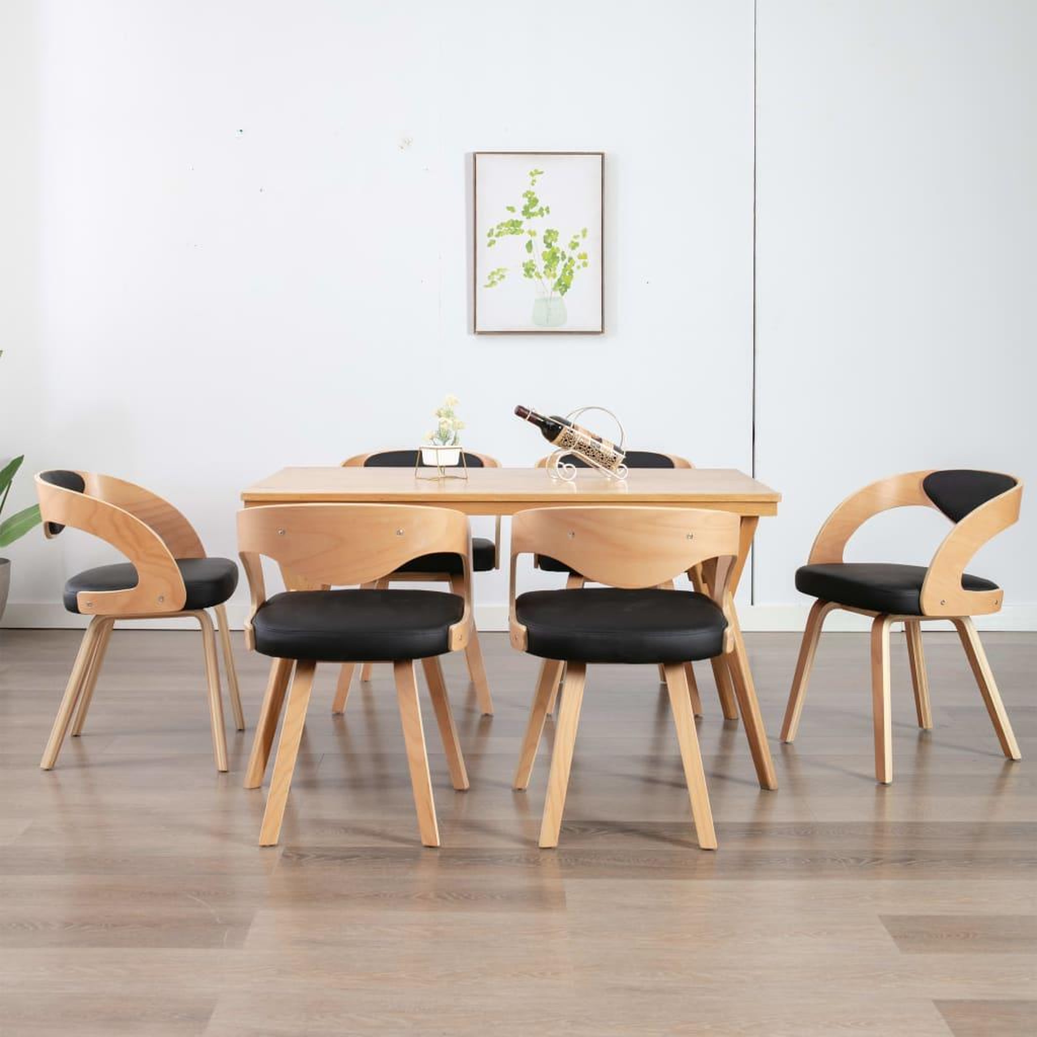 Voir la diapositive 1 : VIDAXL Chaises a manger lot de 6 noir bois courbe et similicuir