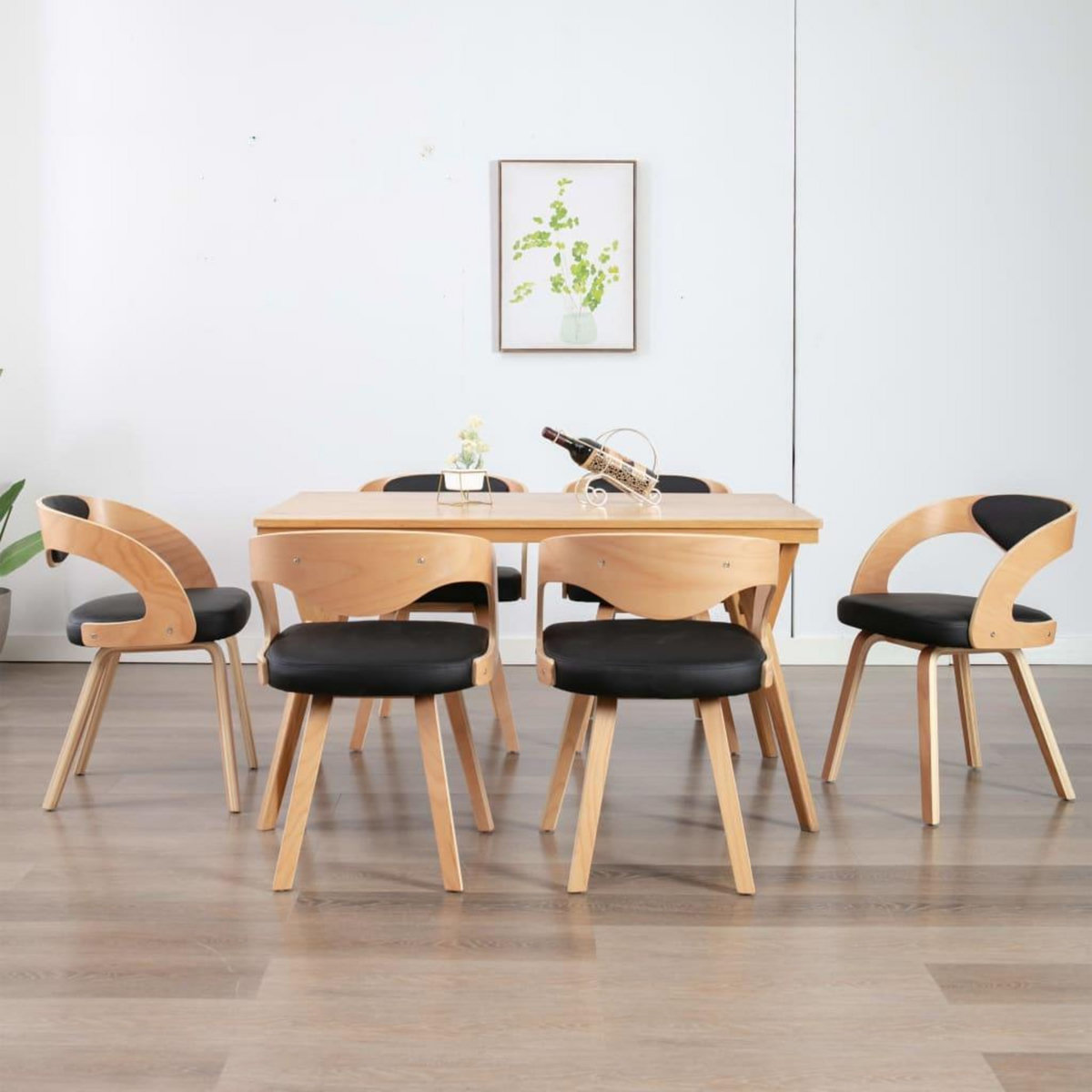 VIDAXL Chaises a manger lot de 6 noir bois courbe et similicuir