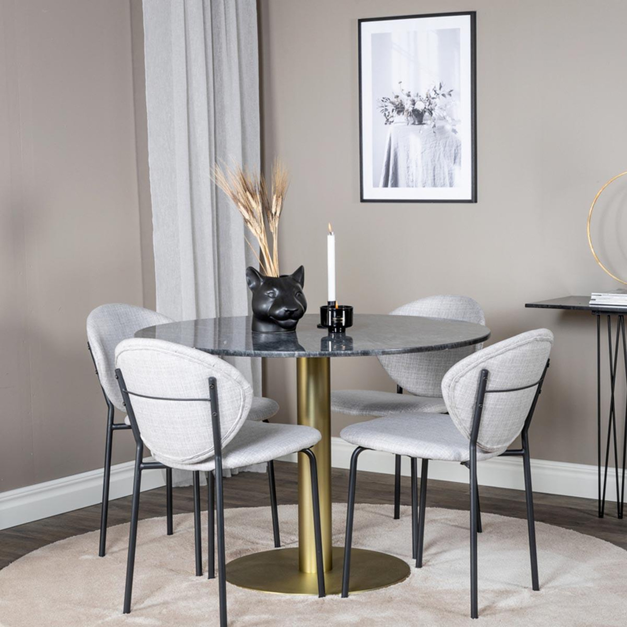 Voir la diapositive 4 : Paris Prix Ensemble Table à Manger & 4 Chaises  Estelle II & Vault  106cm Gris Foncé & Gris