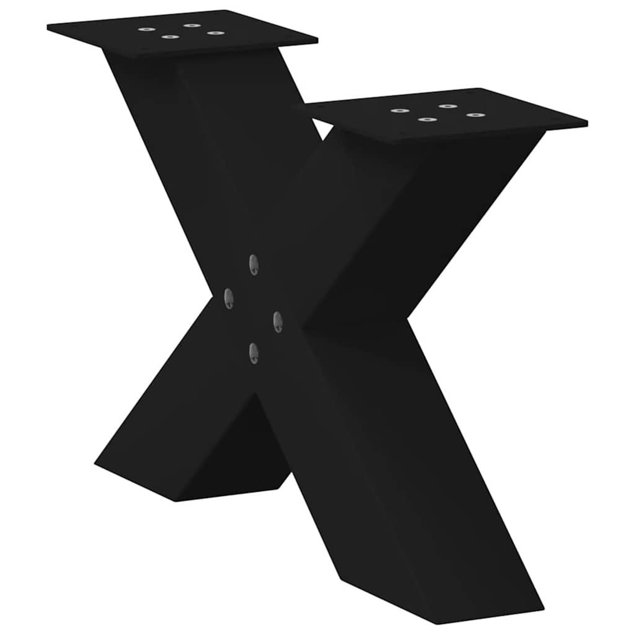 Voir la diapositive 4 : VIDAXL Pieds de table basse forme de X 2 pcs noir 50x(30-31) cm acier