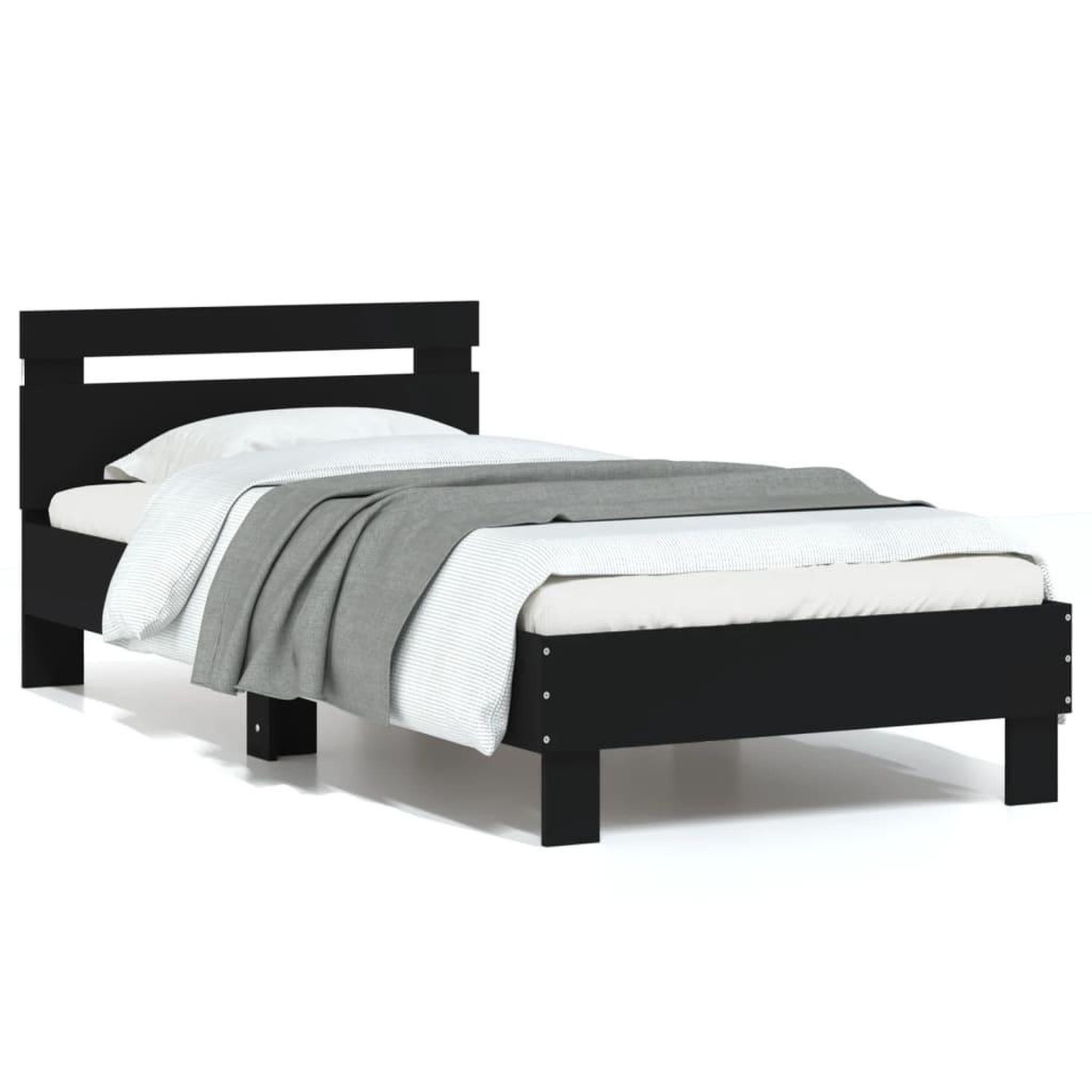 VIDAXL Cadre de lit sans matelas avec lumieres LED noir 75x190 cm